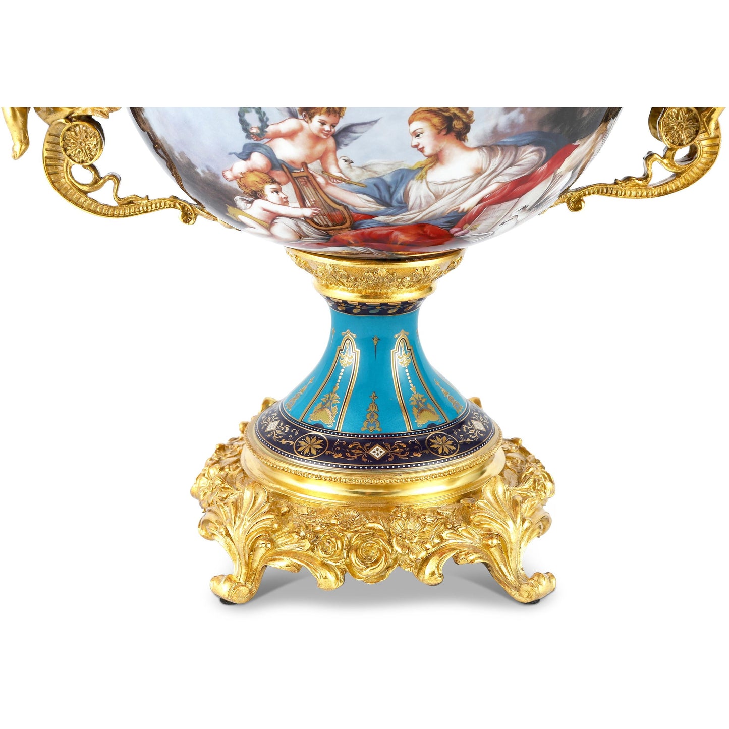 DECOELEVEN ™ Cherub Porcelain and Bronze Fruit Bowl