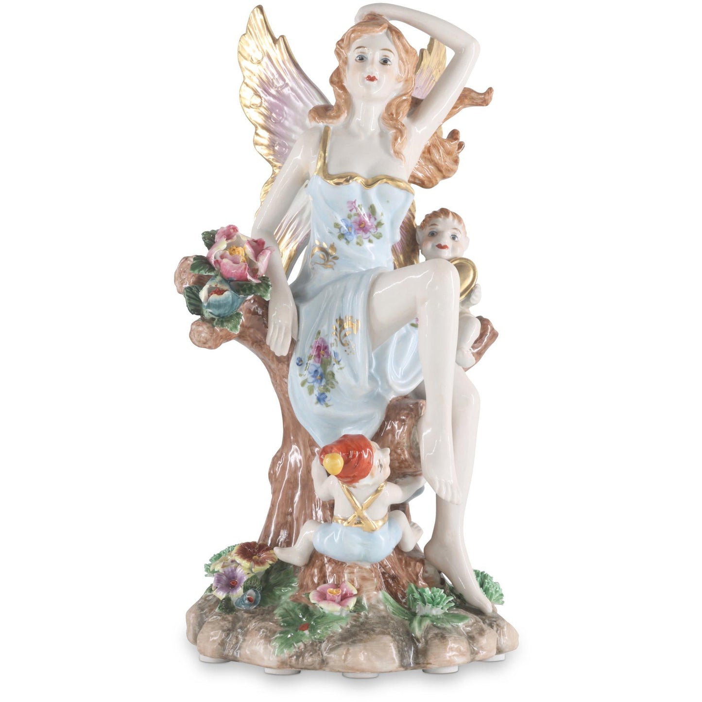 Angel With Cherubs Porcelain Figurine