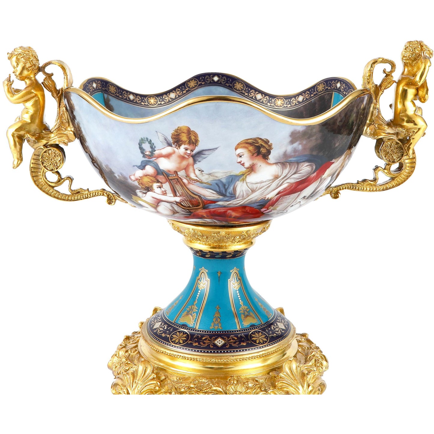 DECOELEVEN ™ Cherub Porcelain and Bronze Fruit Bowl