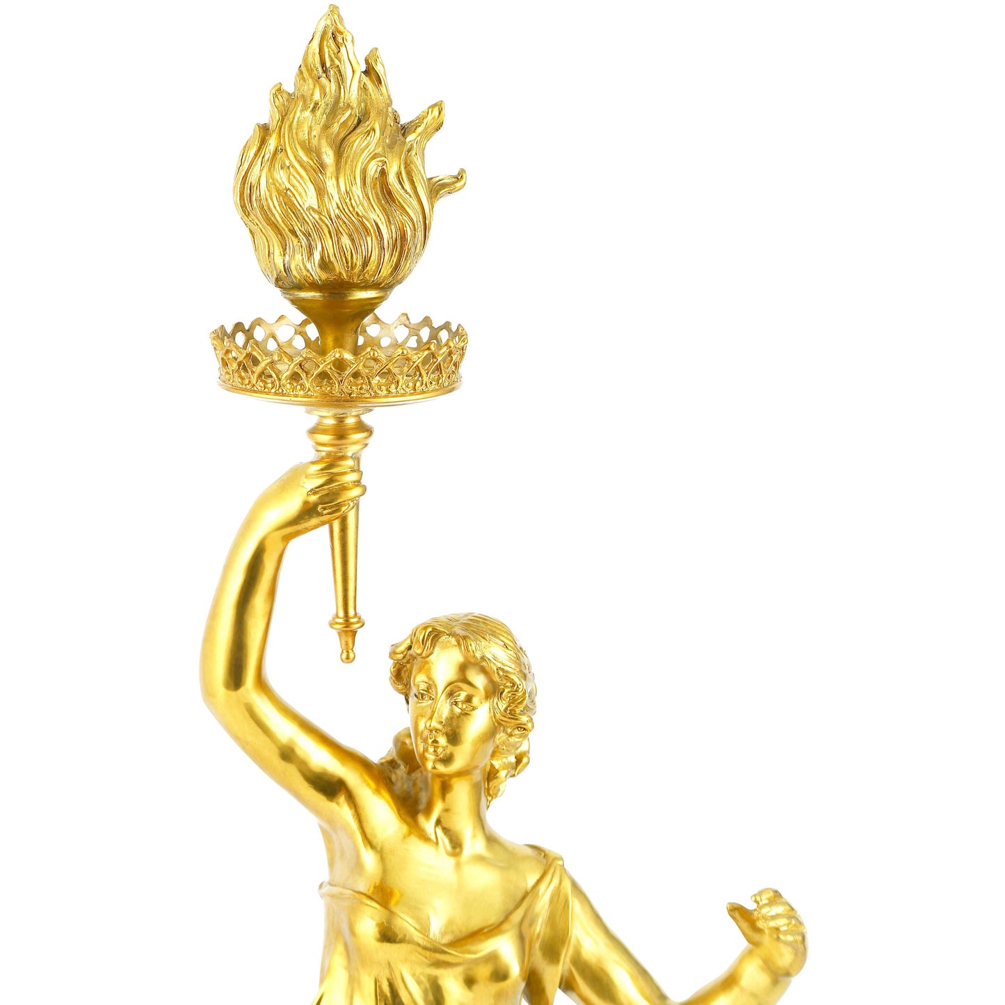 DECOELEVEN ™ Bronze Statue of Woman With a Torch