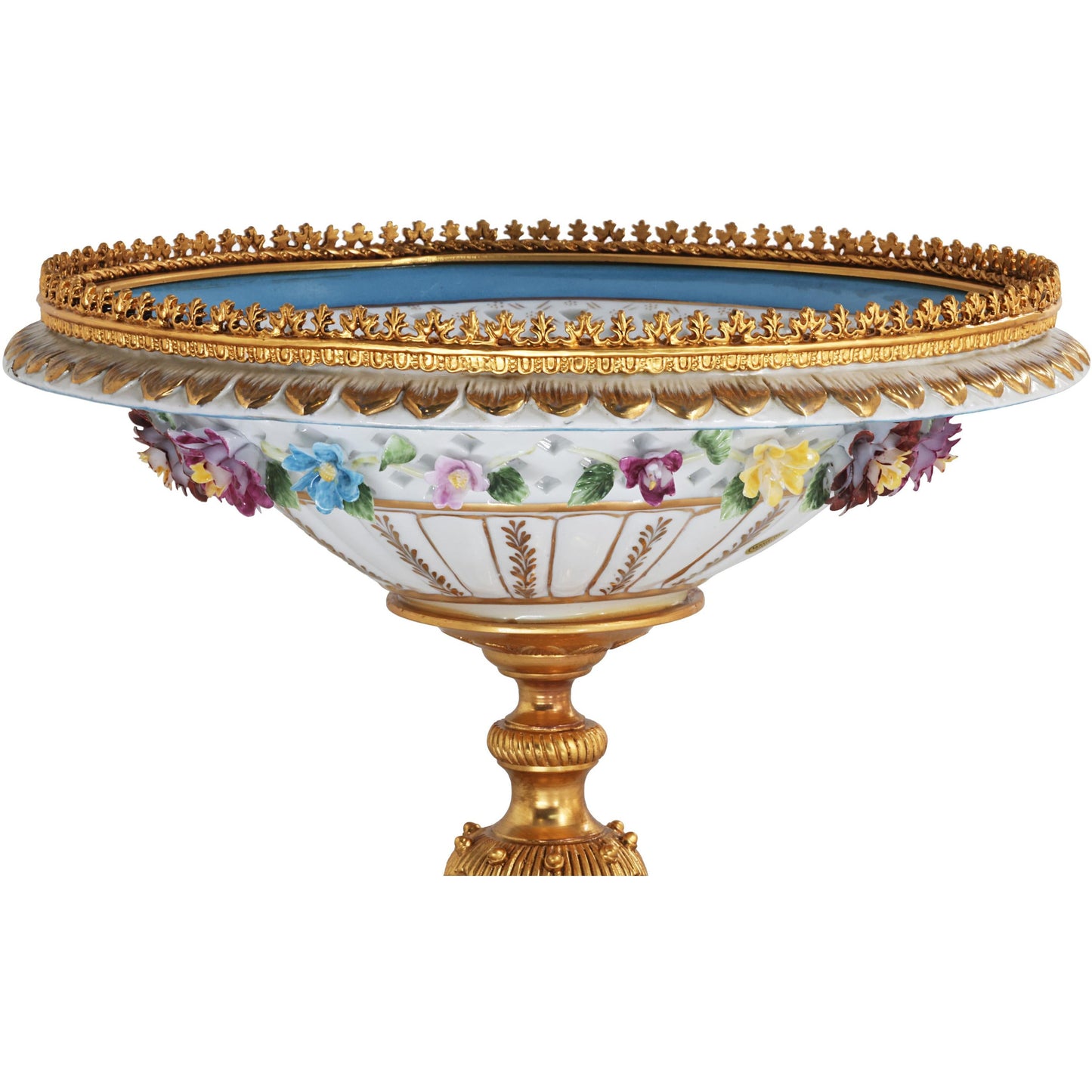 Hand-painted White Porcelain Floral Serving Bowl