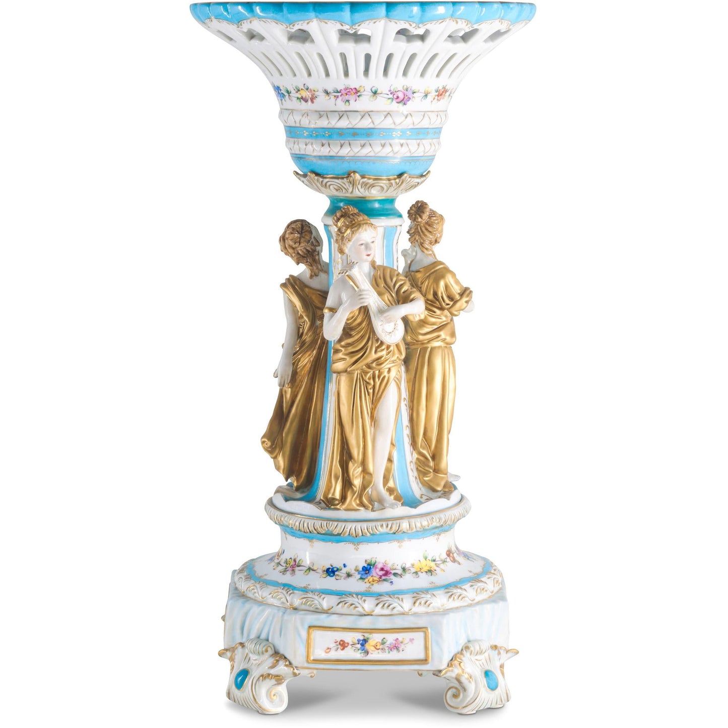 Hand-painted Rococo Style Porcelain Bowl With Three Muses