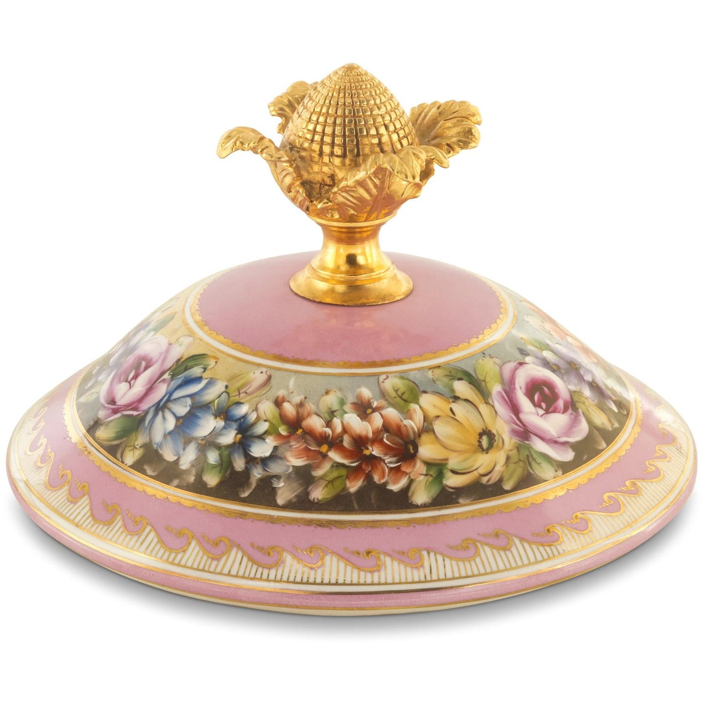 Tarro De Porcelana Y Bronce Asa Anilla