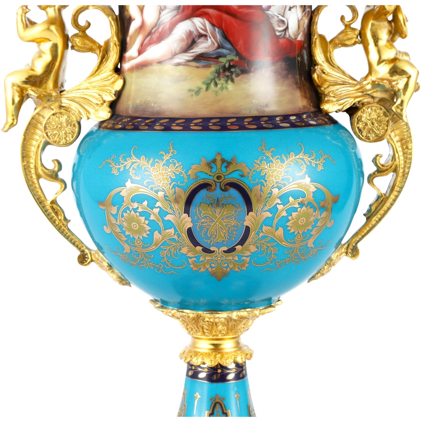 DECOELEVEN ™ Bronze and Porcelain Vase with Cherub Handles