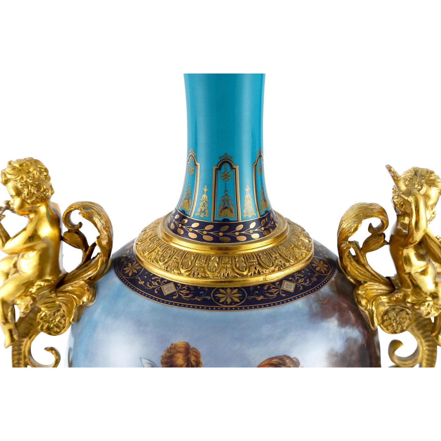 DECOELEVEN ™ Long Neck Vase with Cherub Handles
