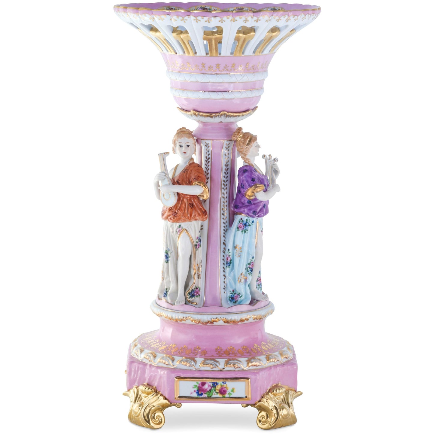 Hand-painted Rococo Style Porcelain Bowl With Three Muses