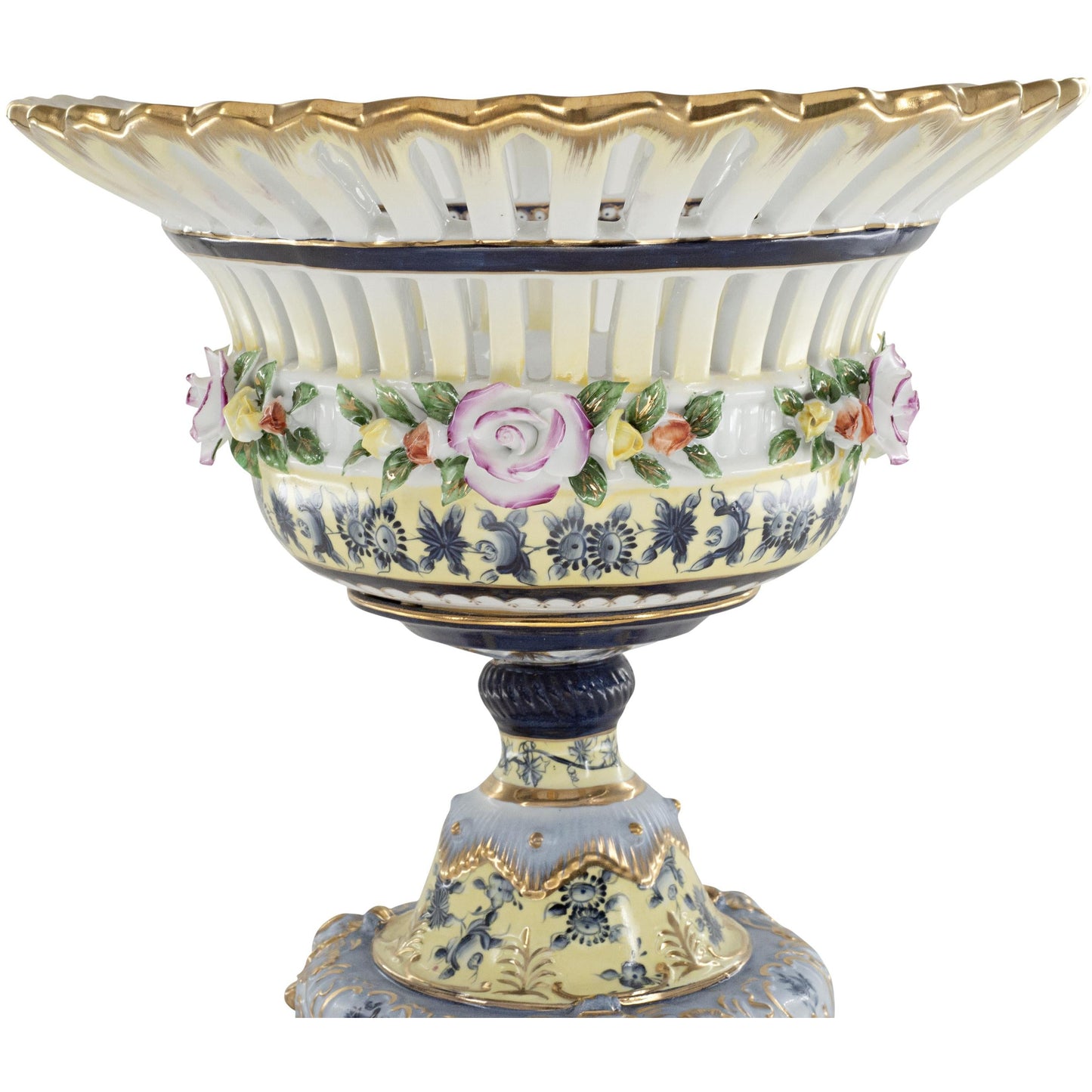 Yellow Hand-painted Floral Bowl