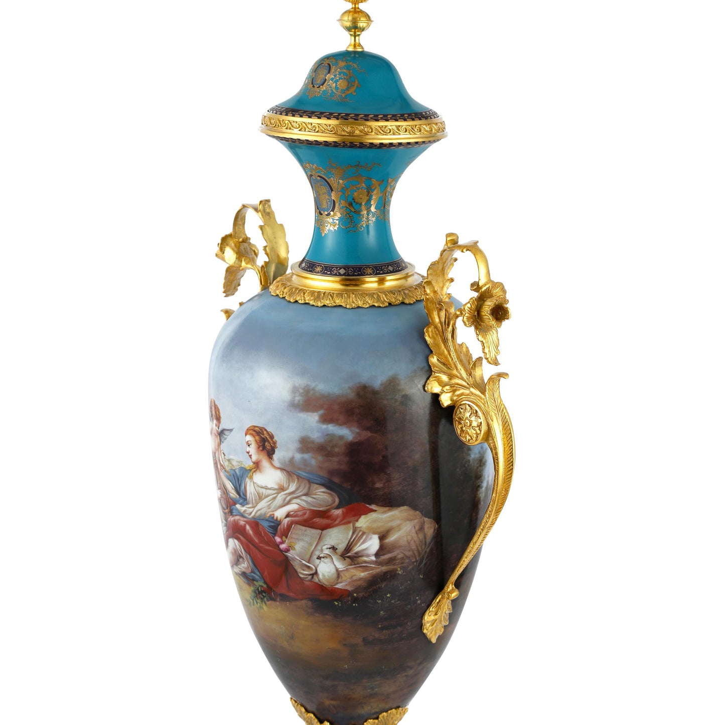DECOELEVEN ™ Cherub Porcelain and Bronze Jar