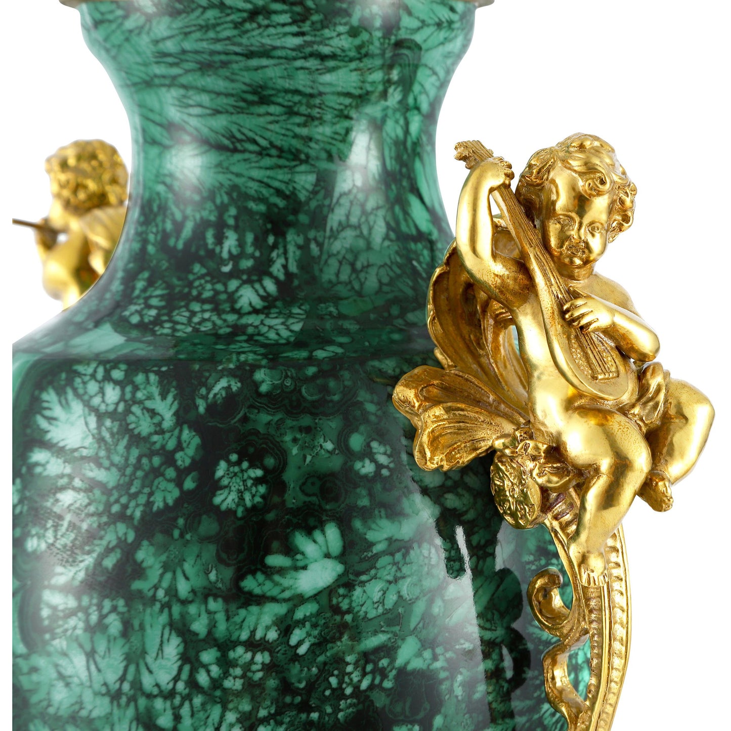 DECOELEVEN ™ Evergreen Louis XV Style Cherub Jar in Classic Green