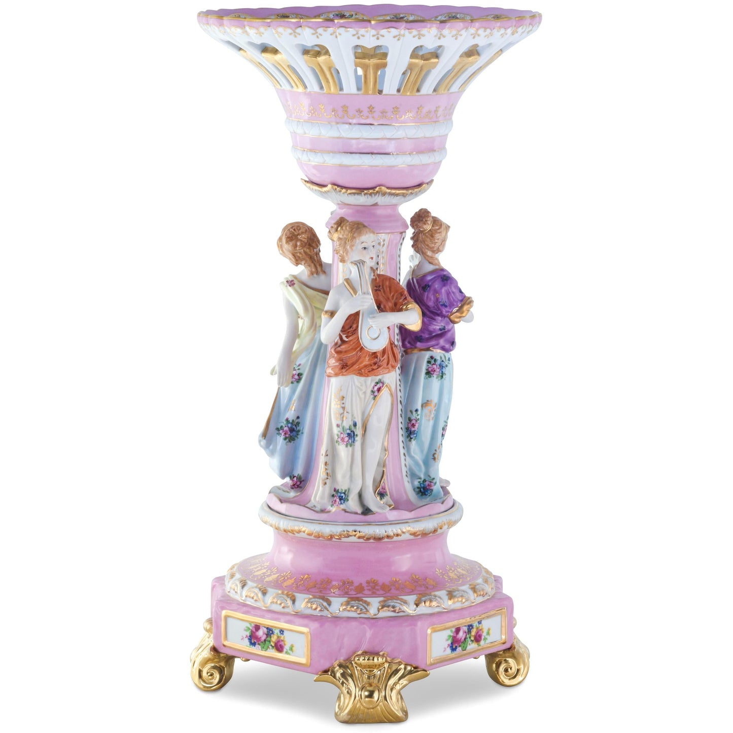 Hand-painted Rococo Style Porcelain Bowl With Three Muses