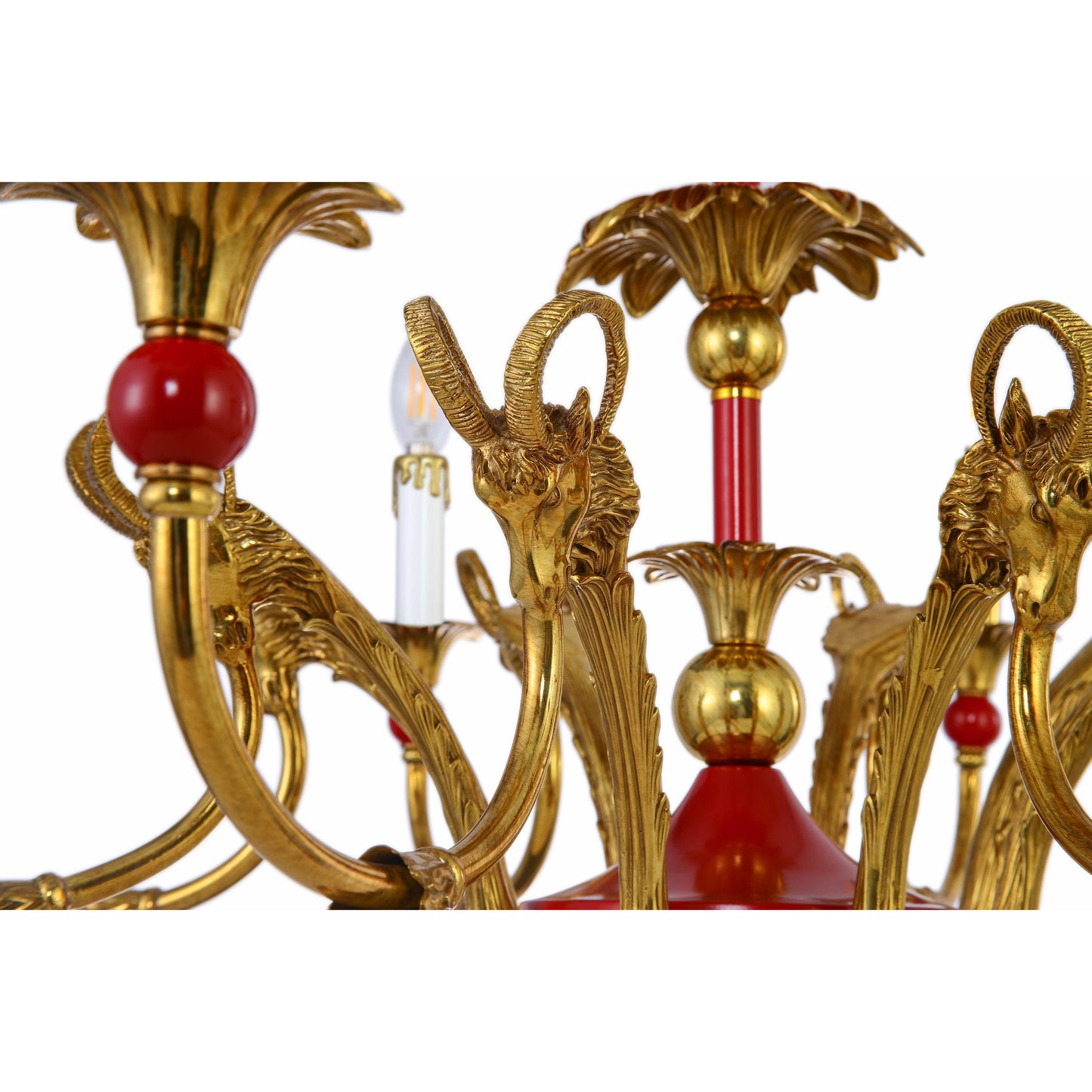 Candelabro estilo imperio rojo de dos niveles