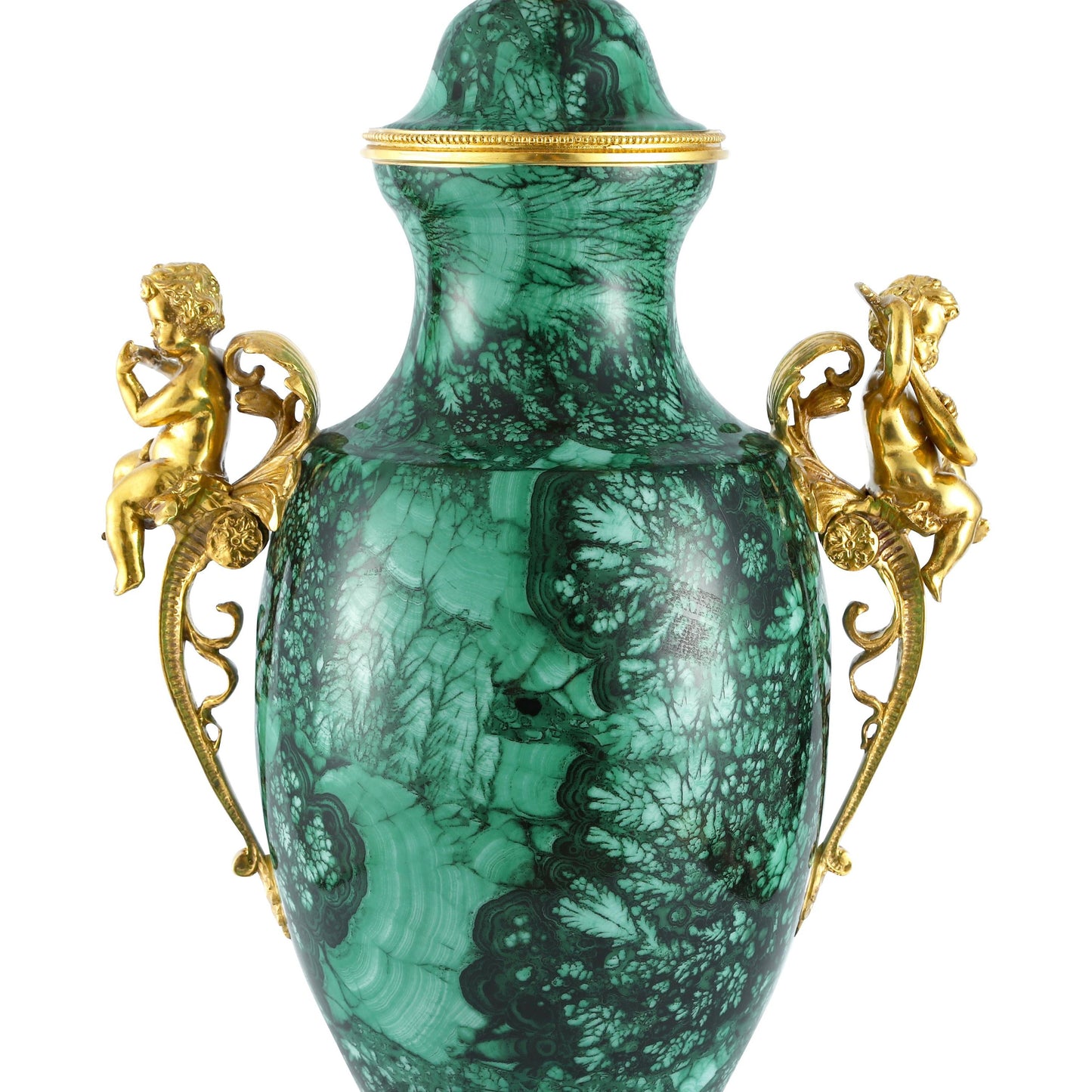 DECOELEVEN ™ Evergreen Louis XV Style Cherub Jar in Classic Green