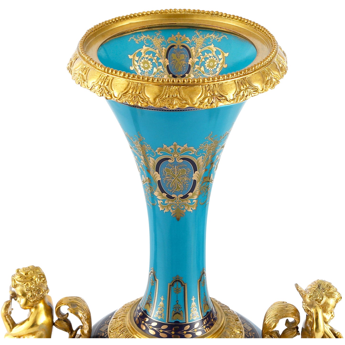 DECOELEVEN ™ Long Neck Vase with Cherub Handles