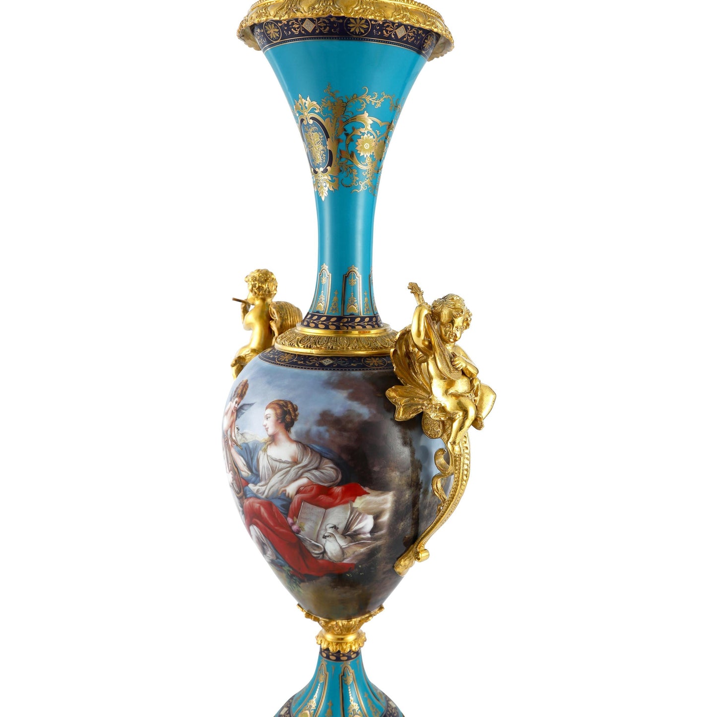 DECOELEVEN ™ Long Neck Vase with Cherub Handles