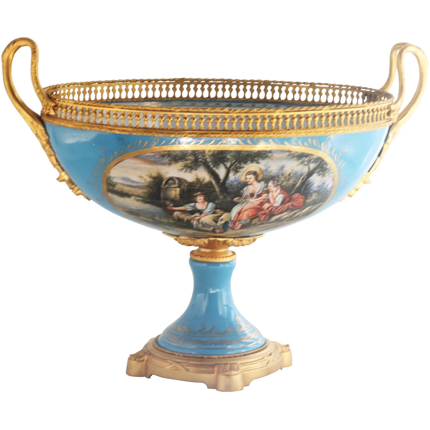 Romantic Porcelain and Bronze Serving Bowl