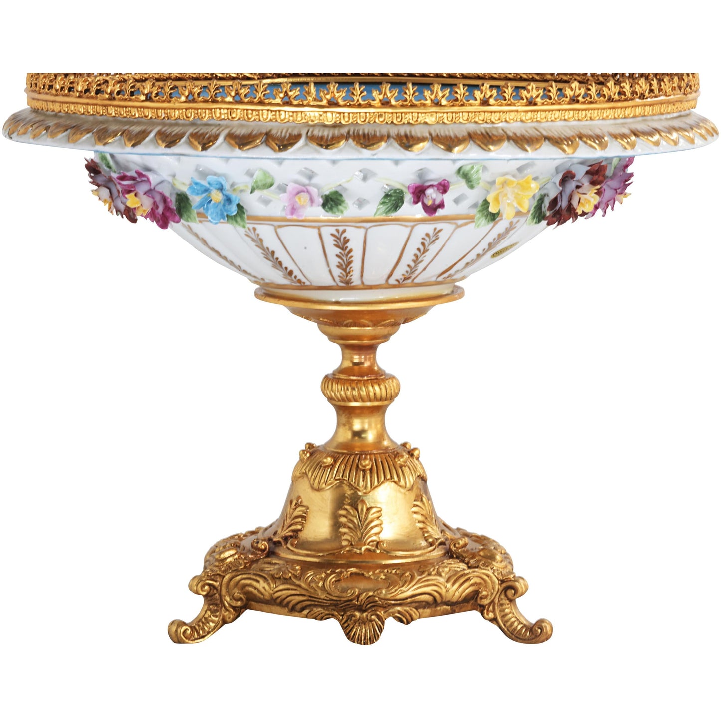 Hand-painted White Porcelain Floral Serving Bowl