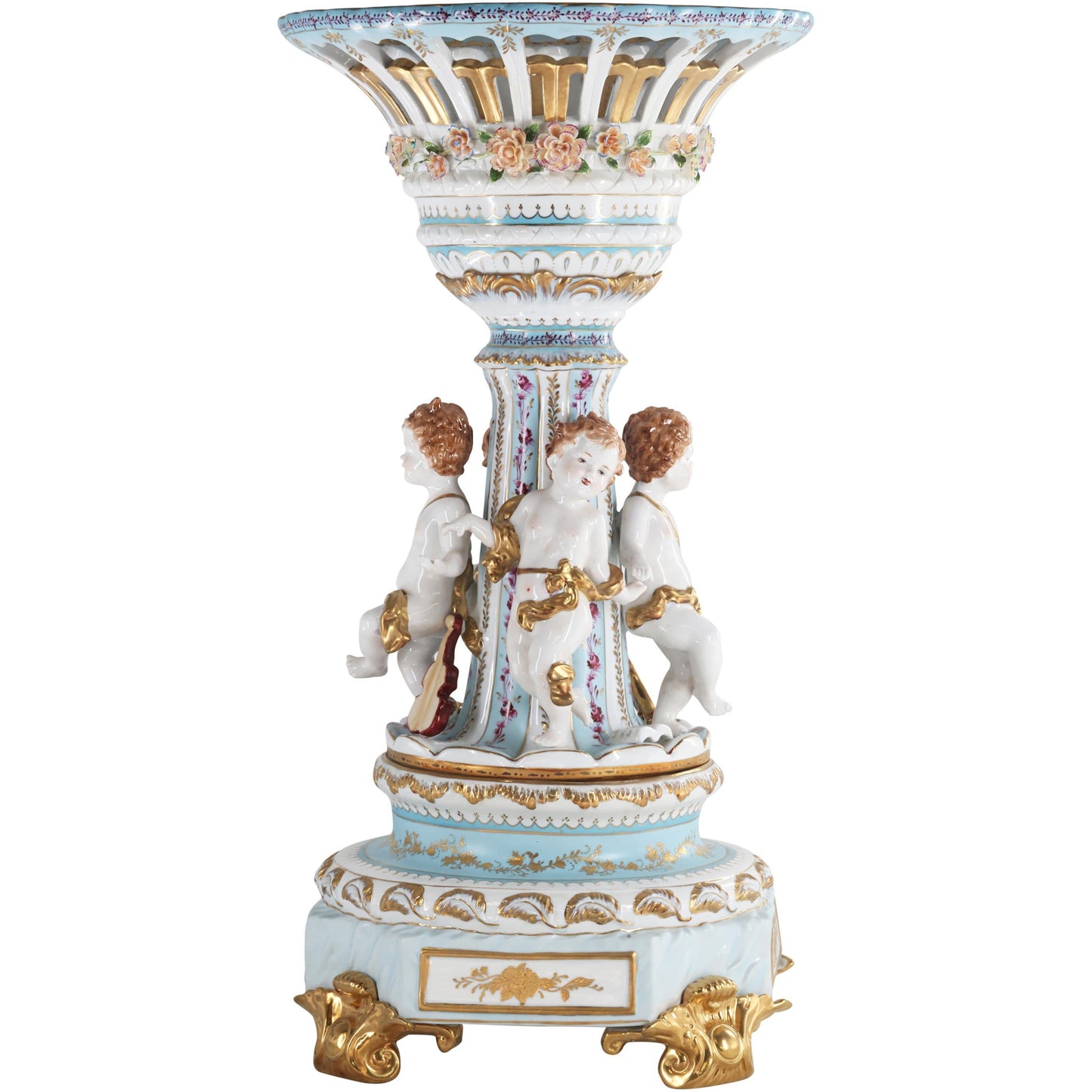Hand-painted Rococo Style Porcelain Bowl With Cherubs