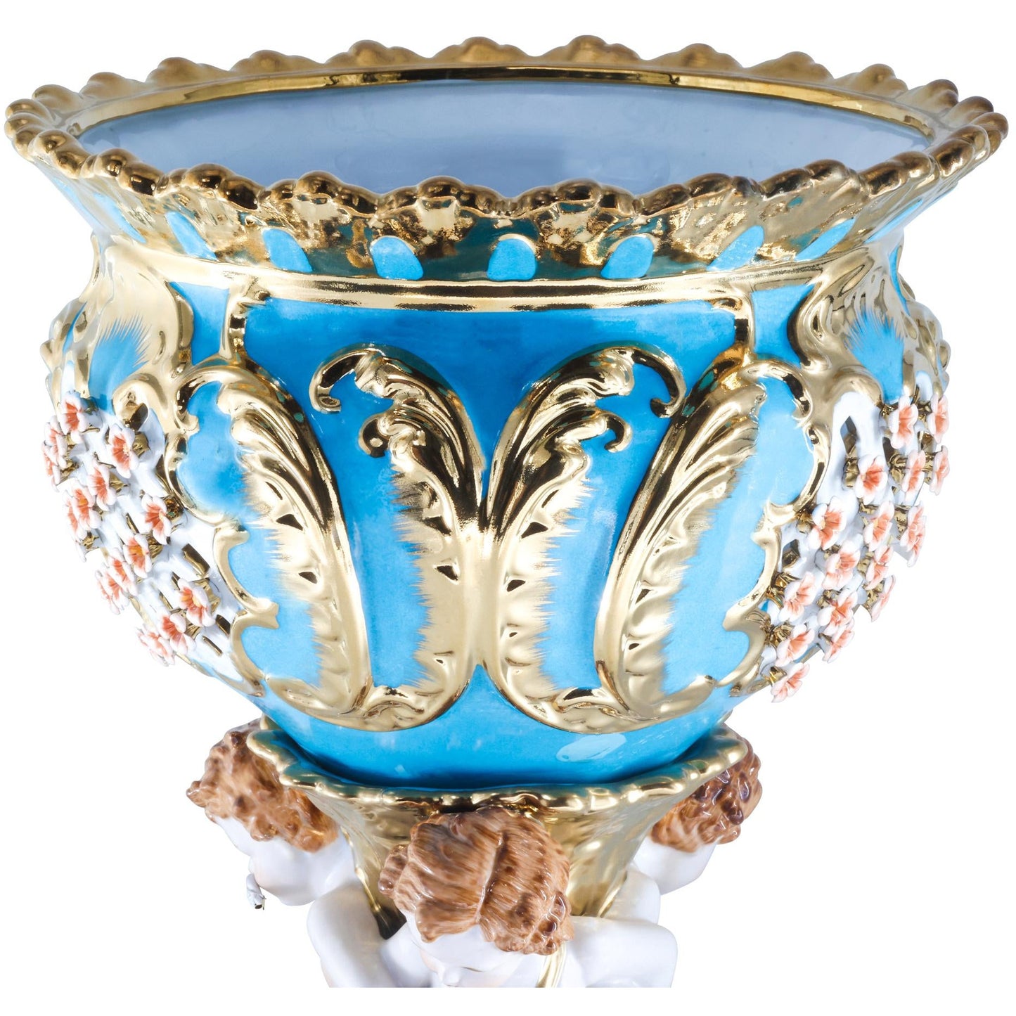Teal Cherub Fruit Bowl