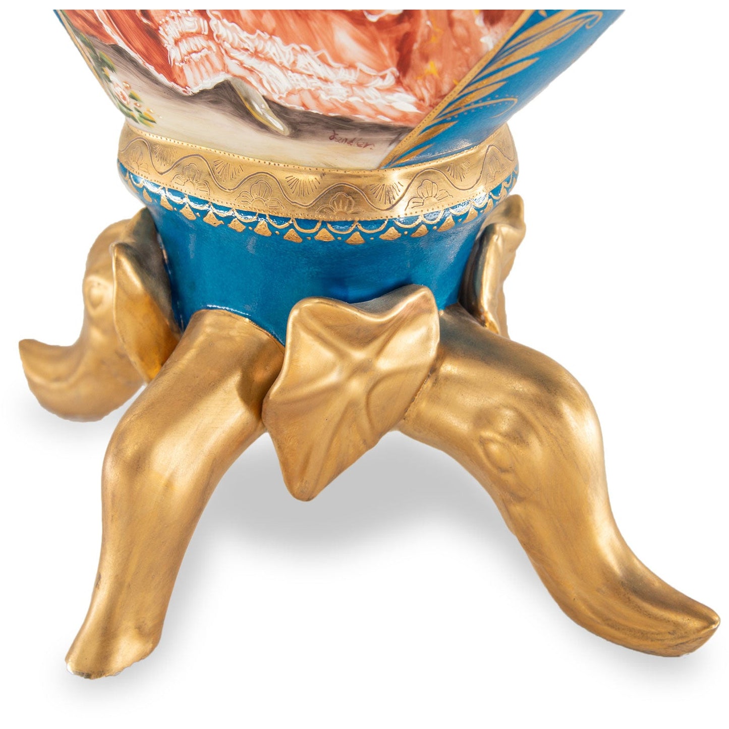 Jarrón Plano Porcelana Asa León