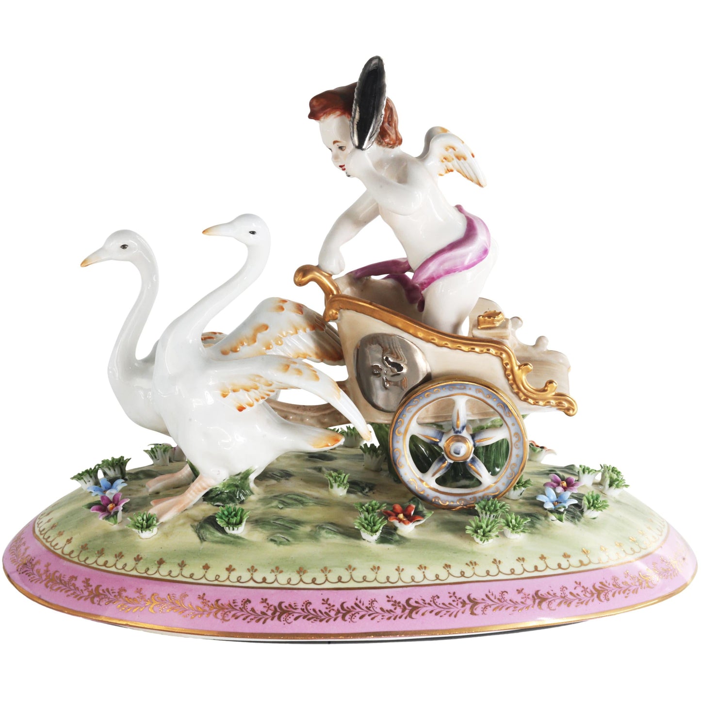 Exceptional Covered Porcelain Cherub Jar