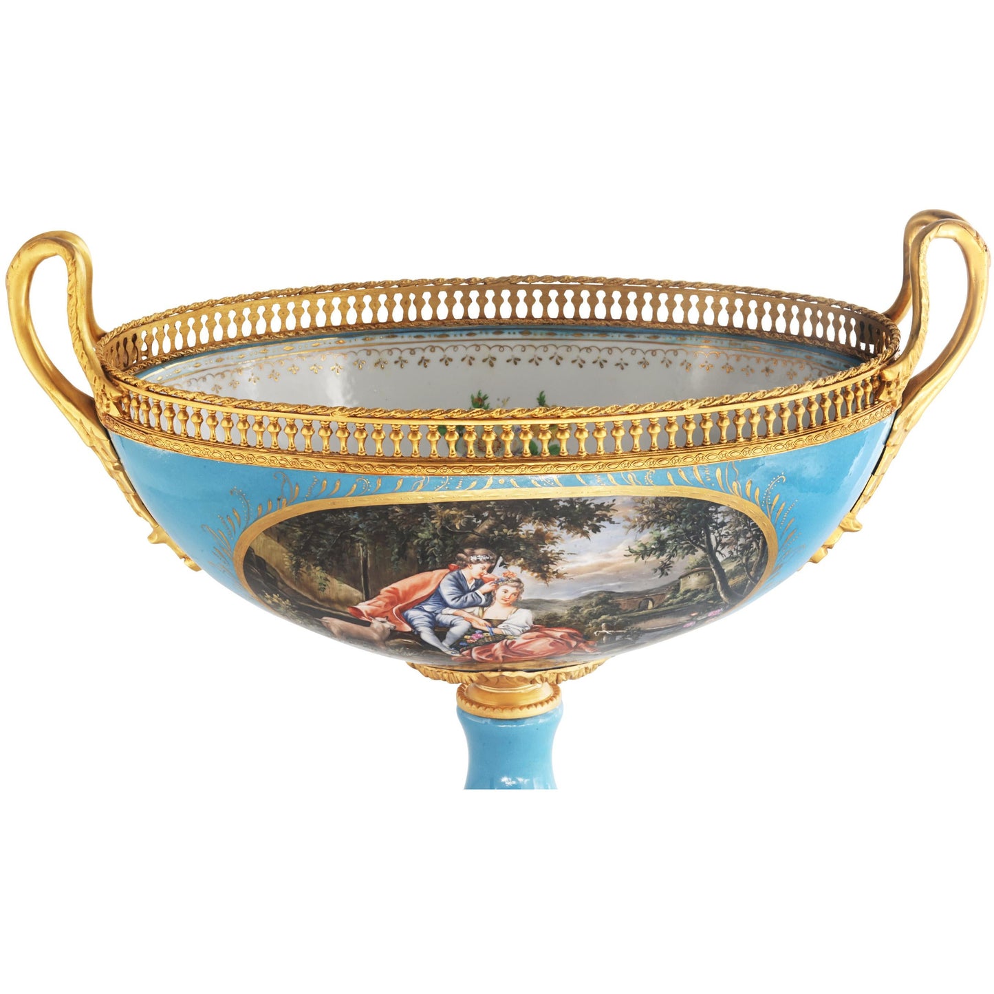 Romantic Porcelain and Bronze Serving Bowl