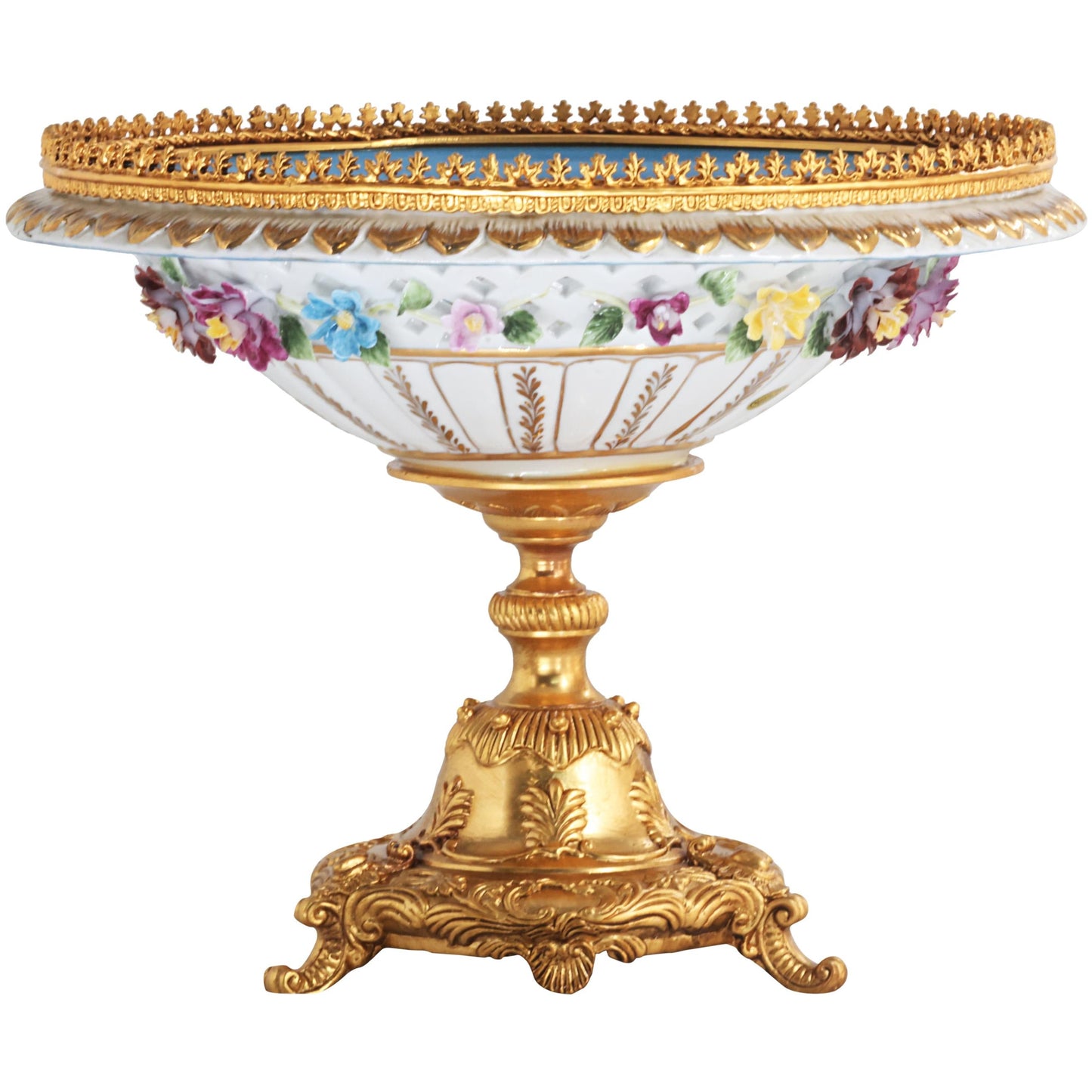 Hand-painted White Porcelain Floral Serving Bowl
