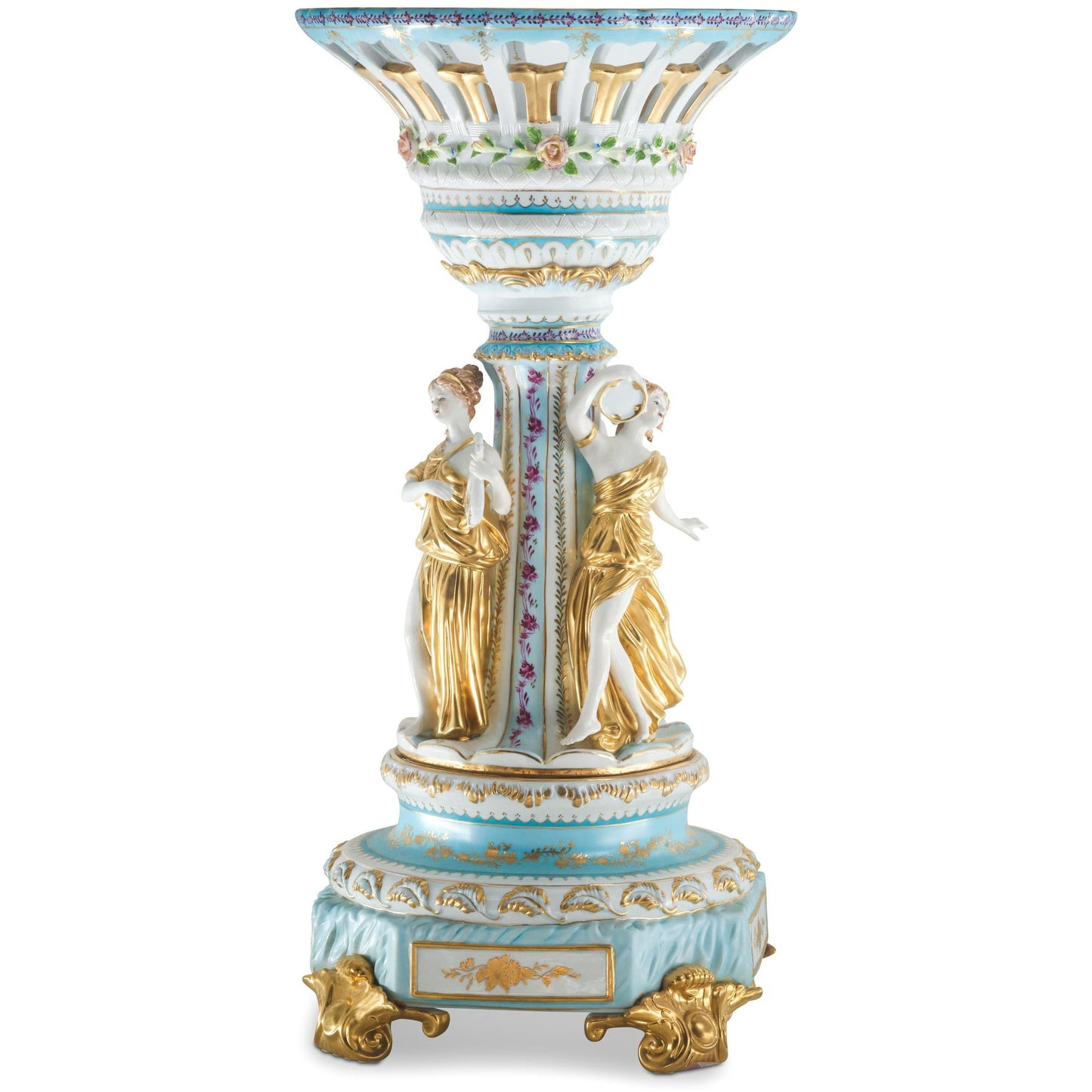 Hand-painted Rococo Style Porcelain Bowl With Three Muses