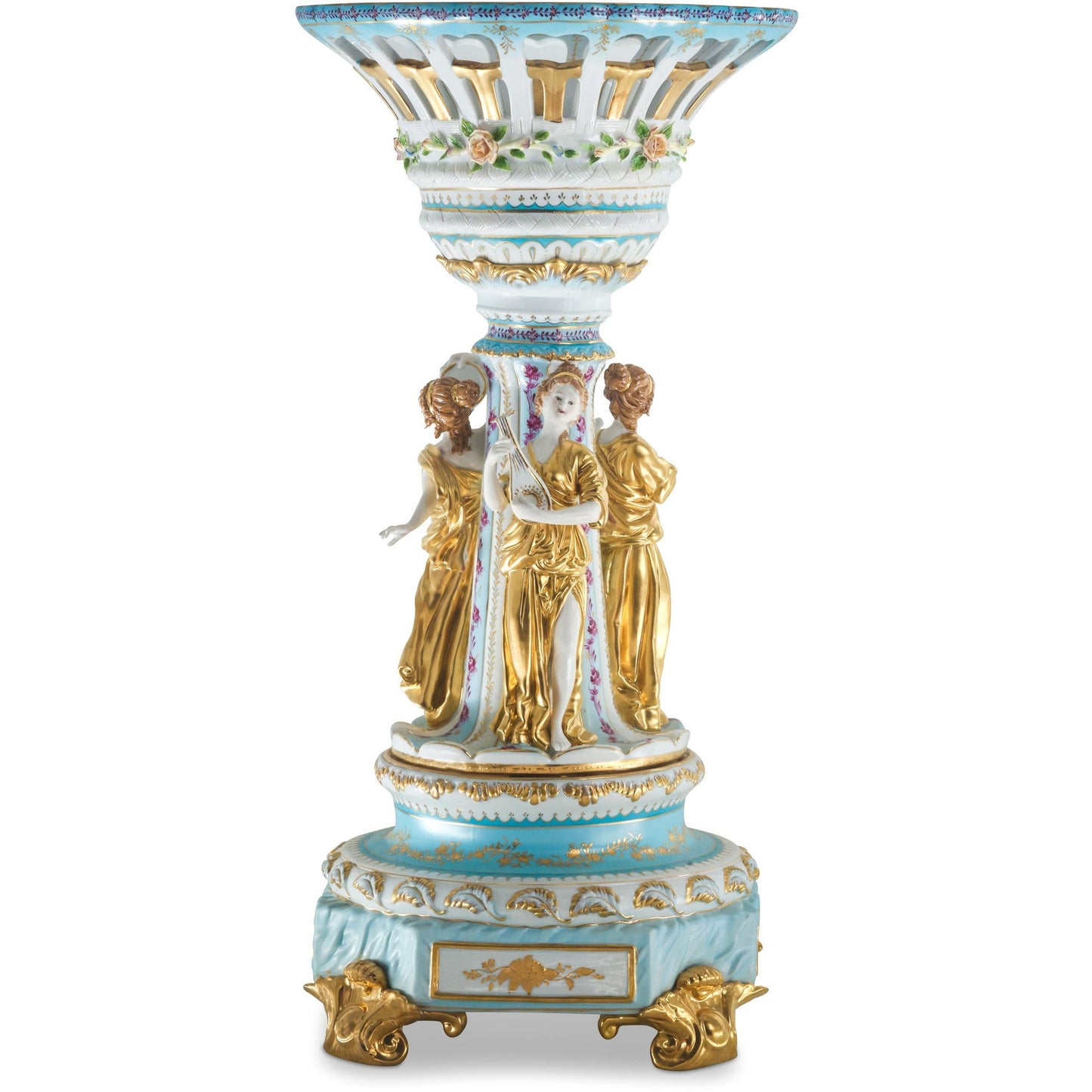 Hand-painted Rococo Style Porcelain Bowl With Three Muses