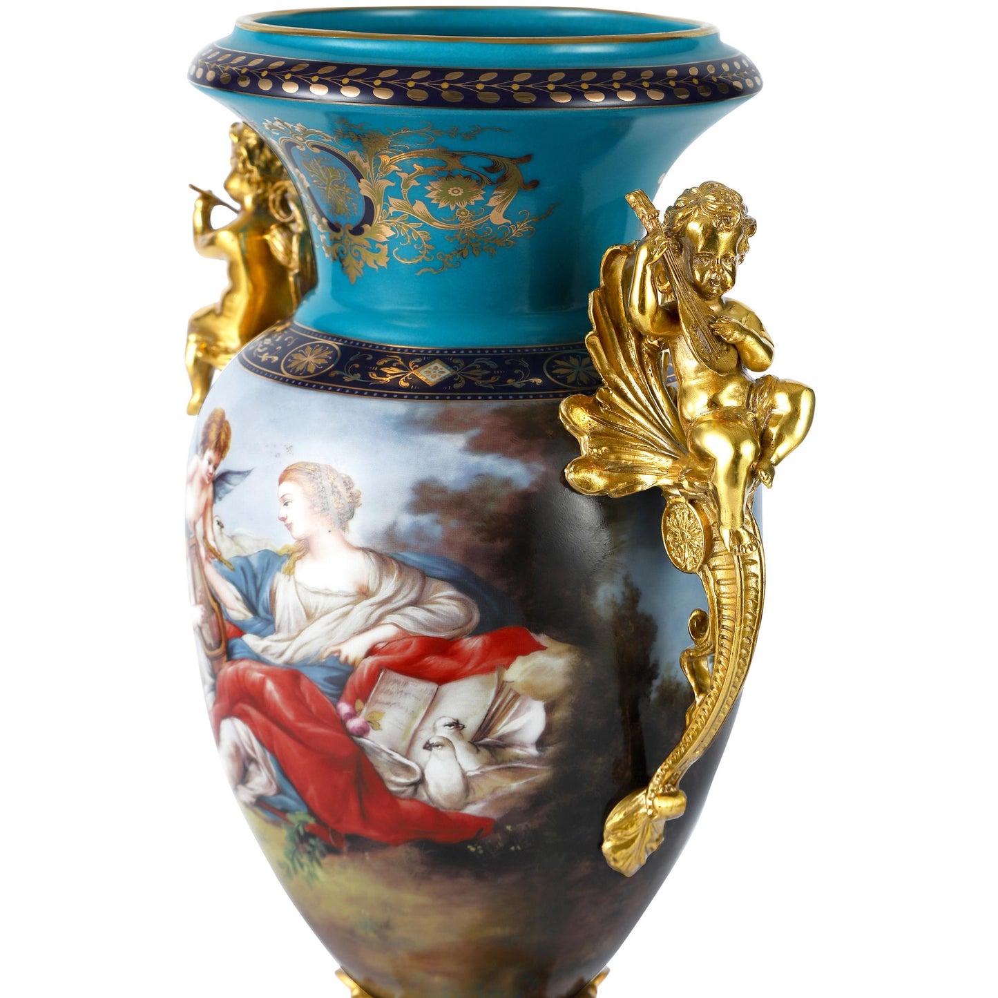 Florero de Bronce y Porcelana con Asas de Querubín DECOELEVEN™