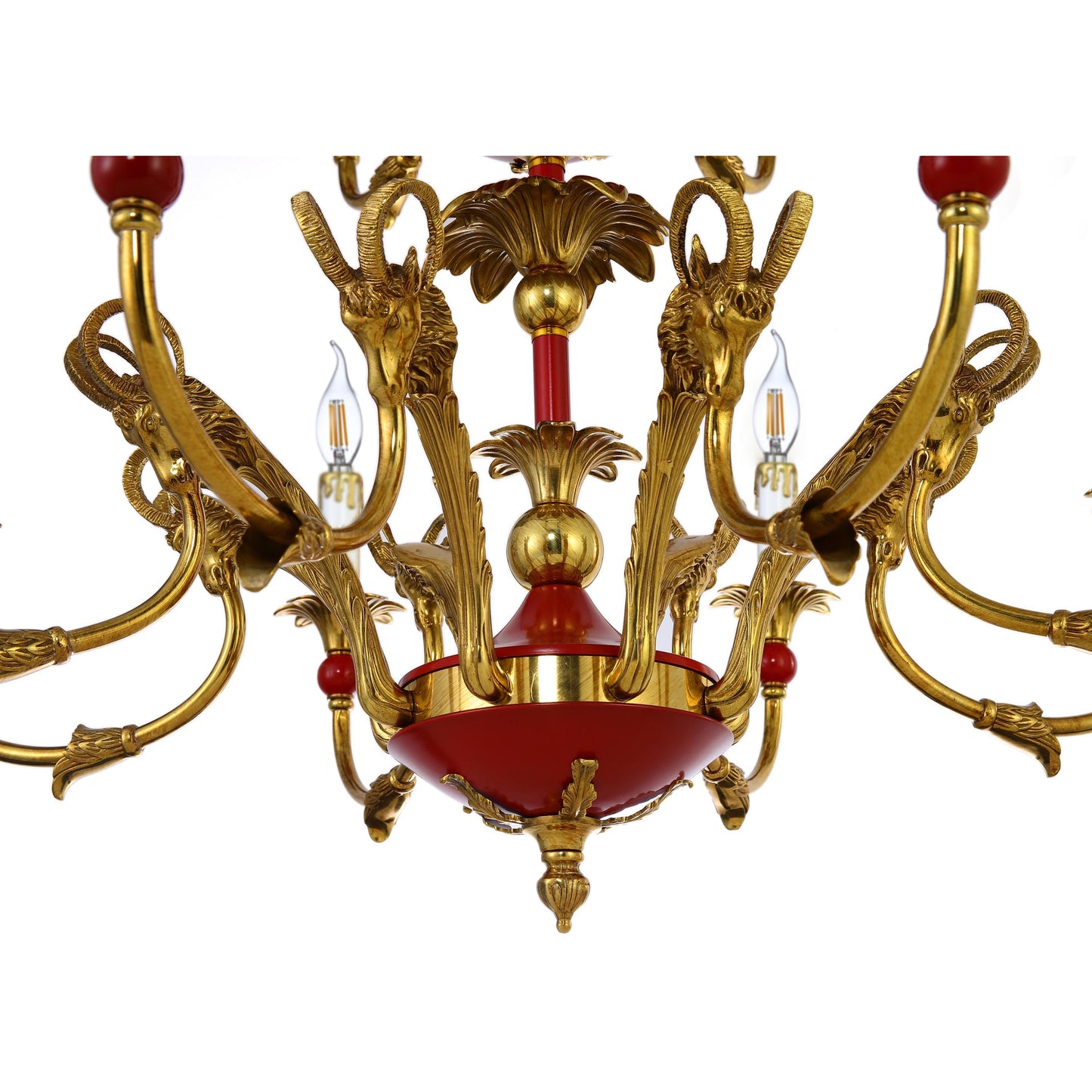 Candelabro estilo imperio rojo de dos niveles