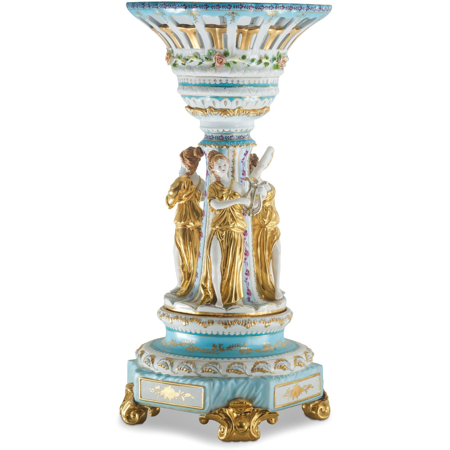 Hand-painted Rococo Style Porcelain Bowl With Three Muses