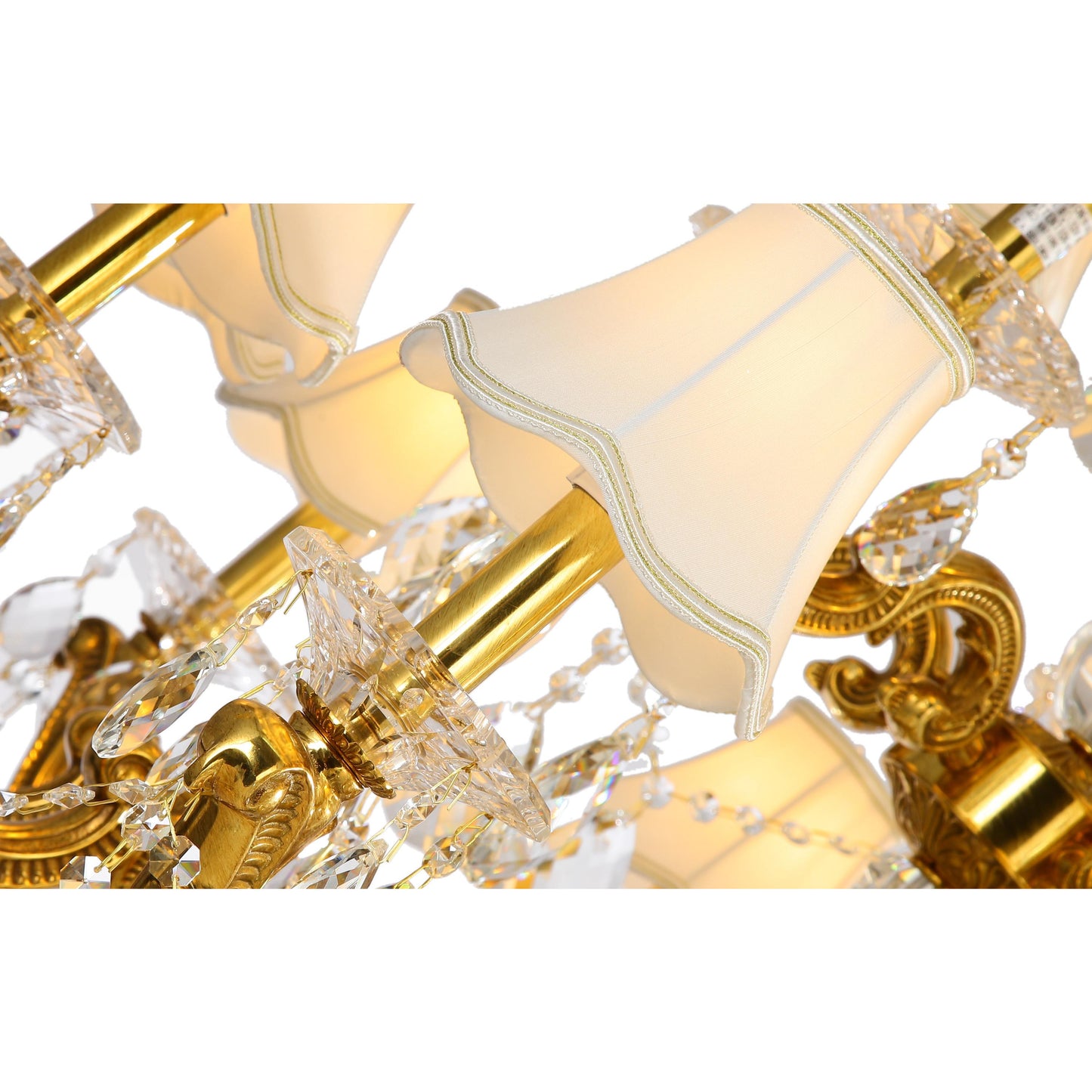 Three Tier Brass and Crystal Chandelier