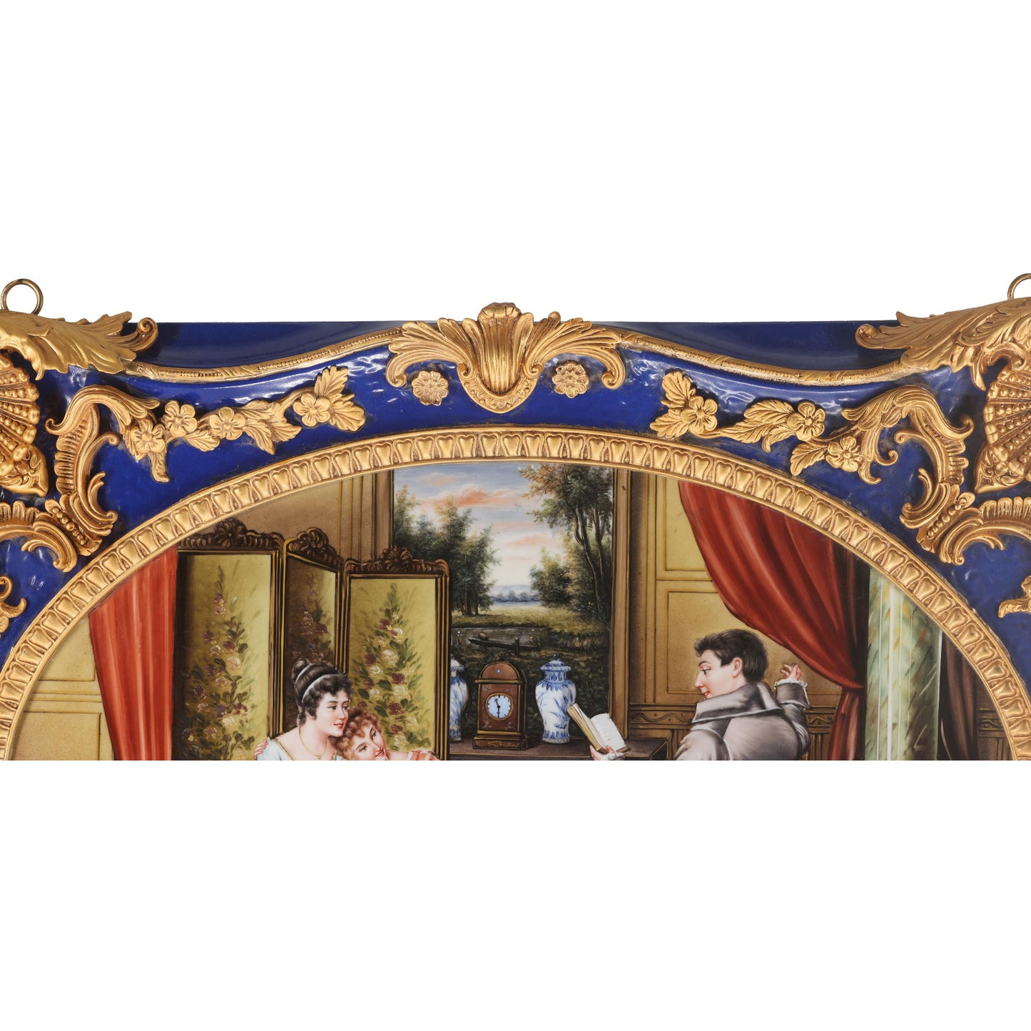 The Courtship Porcelain Painting In Bronze Frame