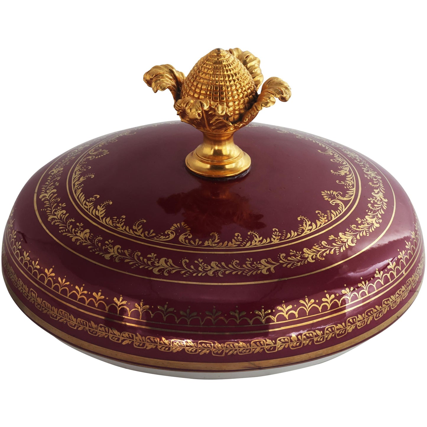 Tarro De Porcelana Y Bronce Asa Anilla