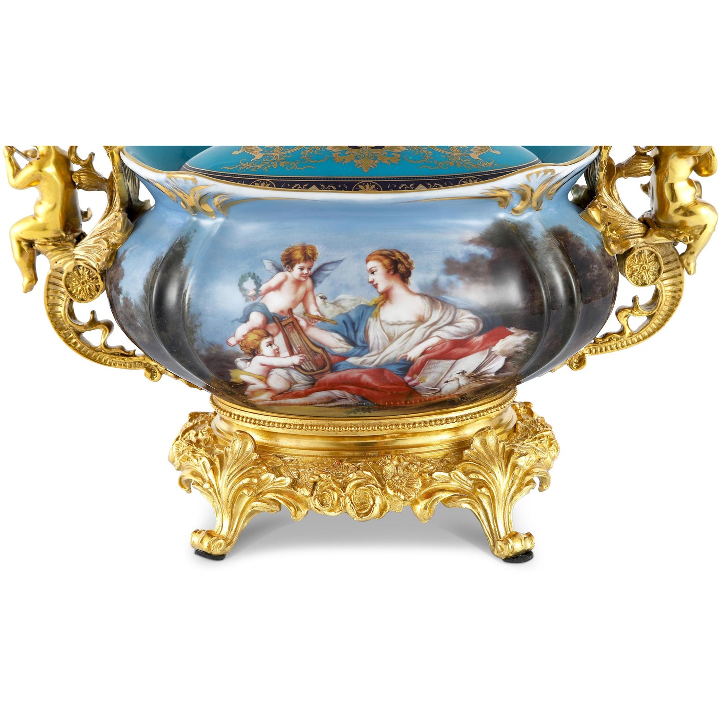 DECOELEVEN ™ Bronze and Porcelain Jar with Cherub Handles