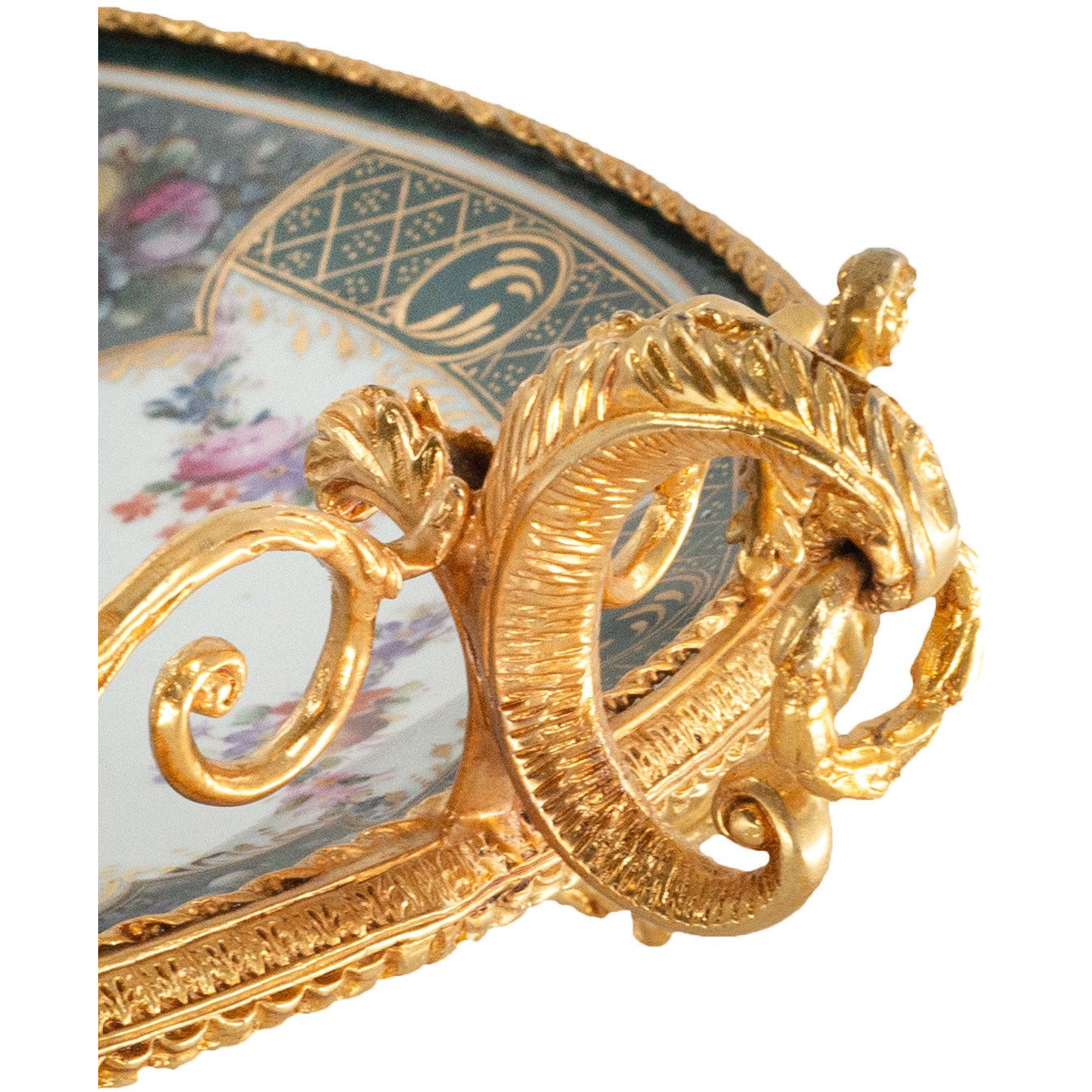 Bronze And Porcelain Serving Dish in Green