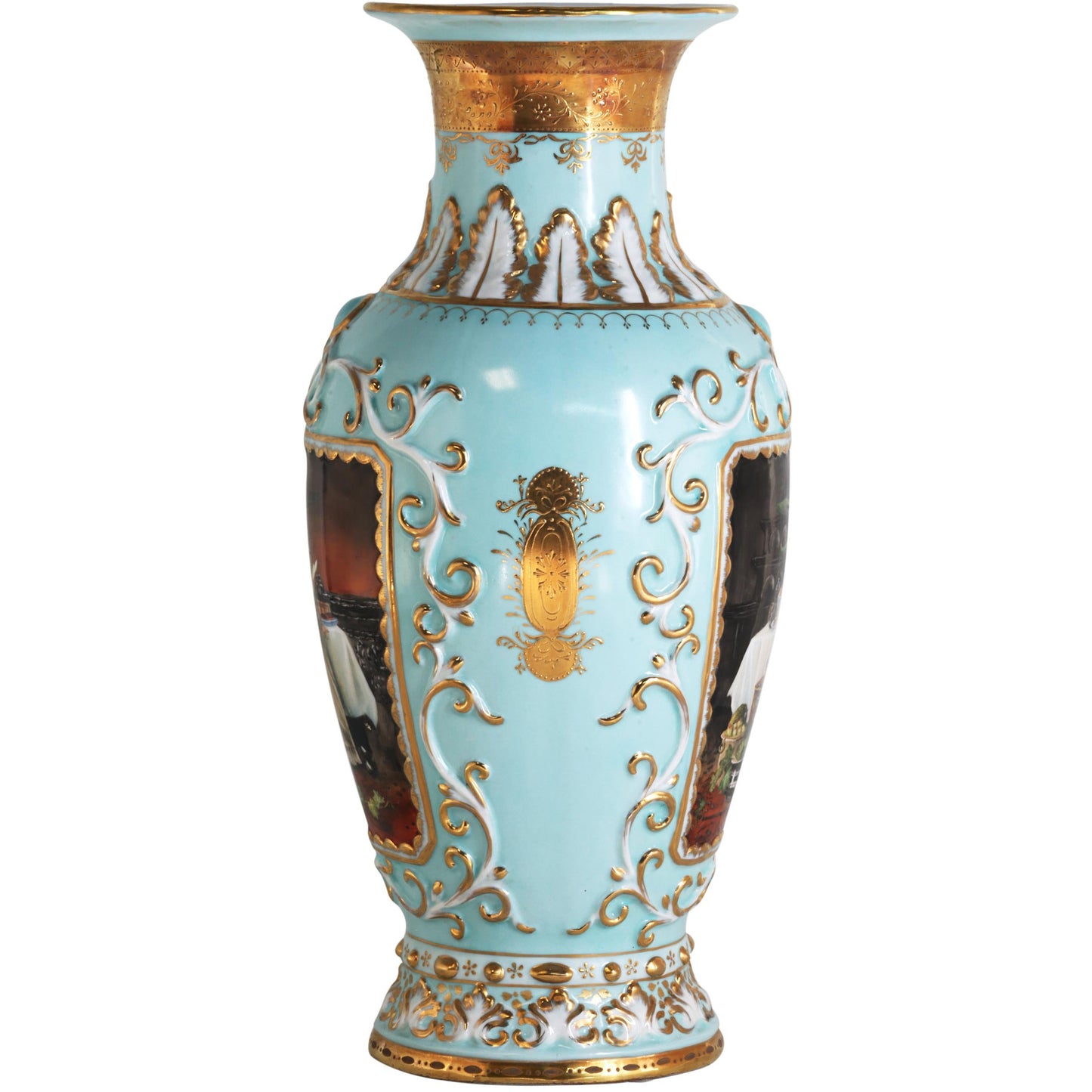 Jarrón de porcelana verde azulado