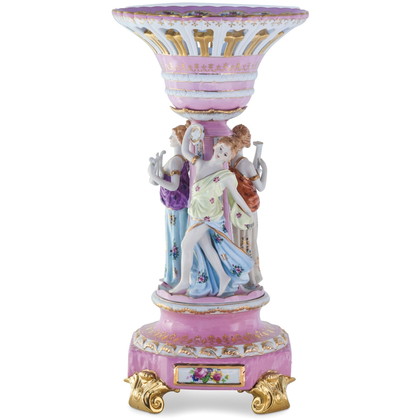 Hand-painted Rococo Style Porcelain Bowl With Three Muses