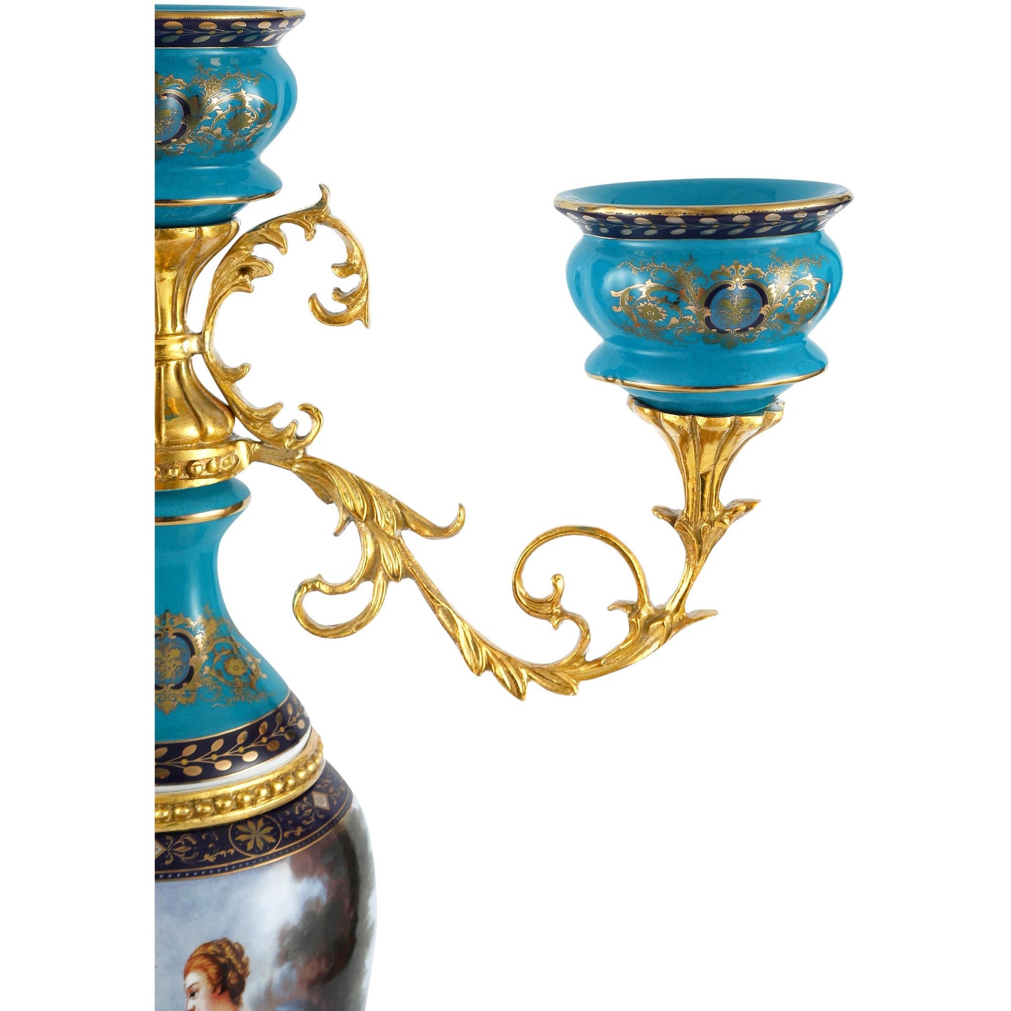 DECOELEVEN ™ Porcelain and Bronze Three Cup Candle Holder