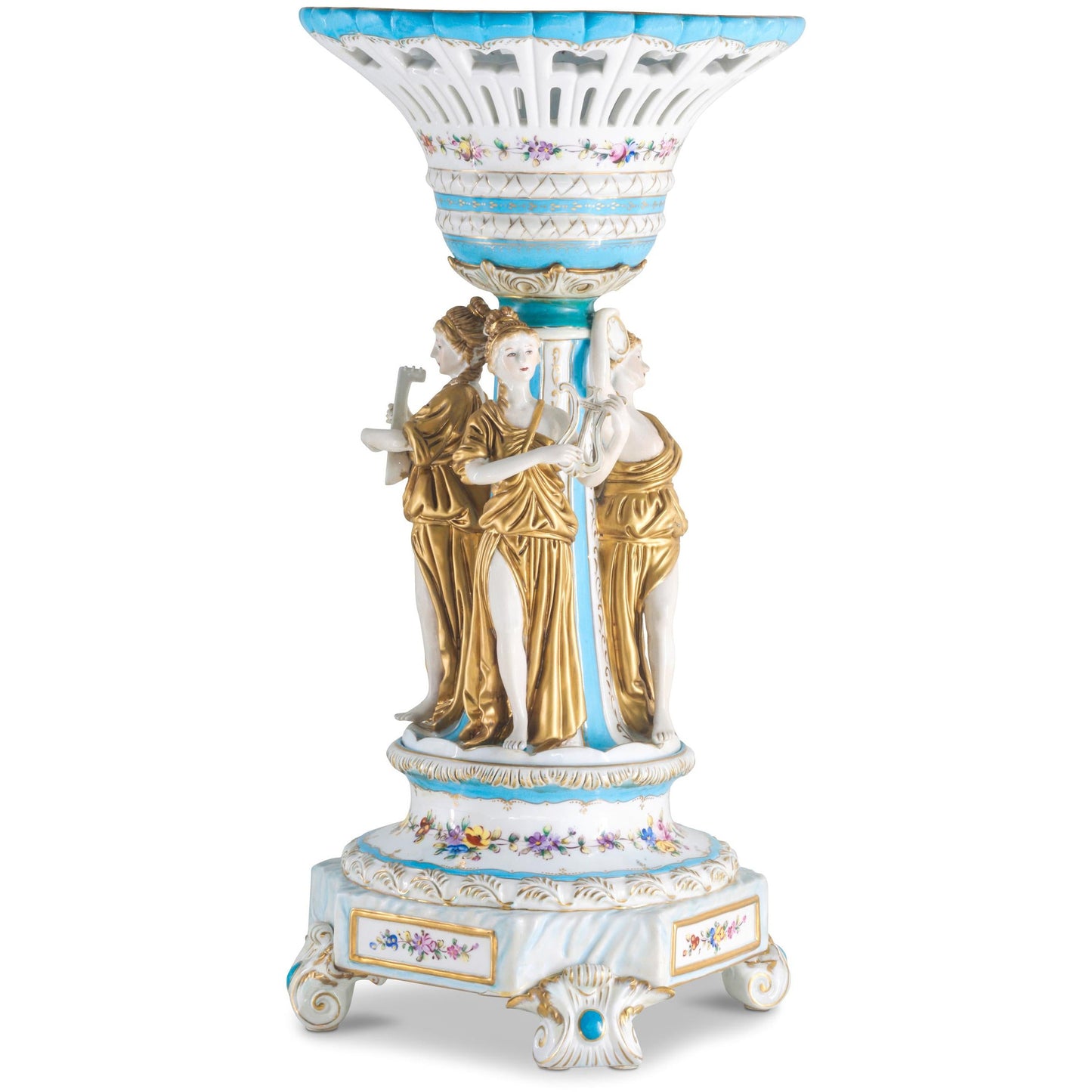 Hand-painted Rococo Style Porcelain Bowl With Three Muses