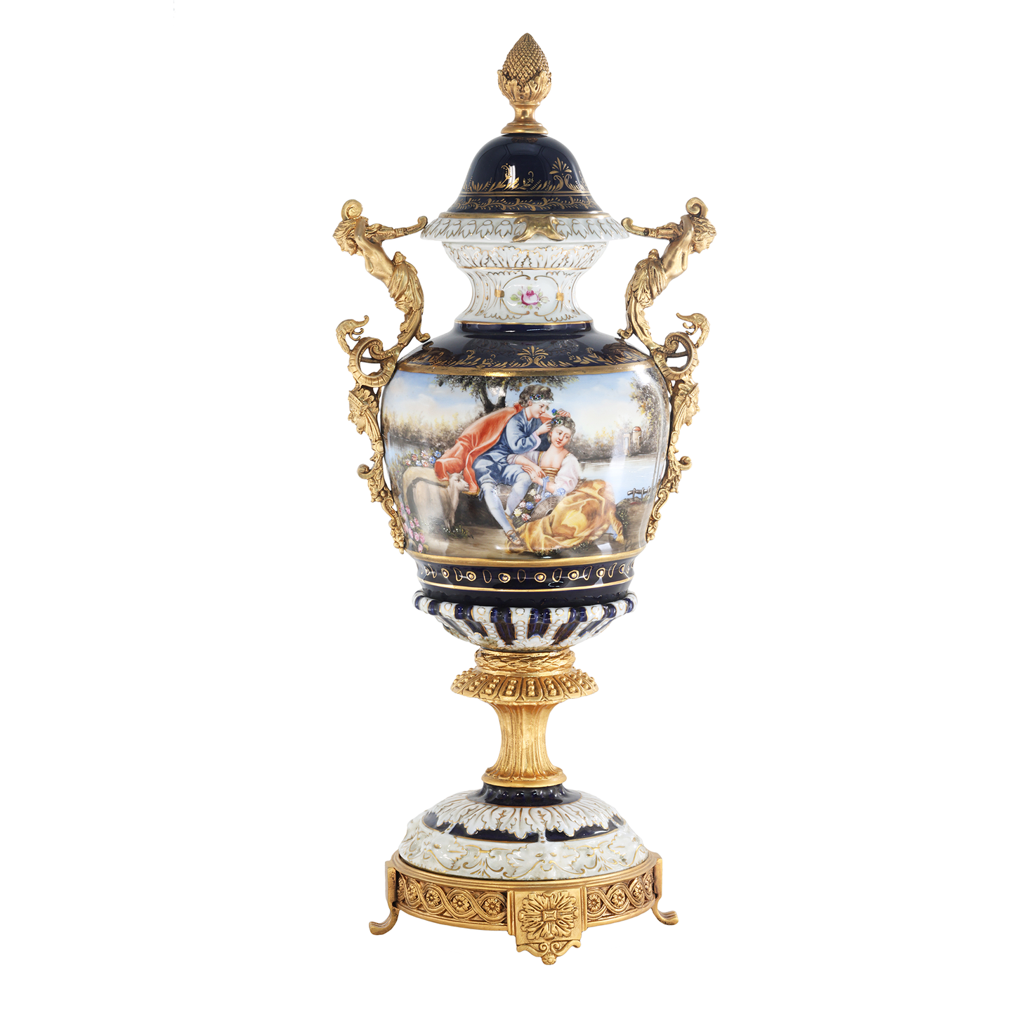 Urna de porcelana ornamentada detallada