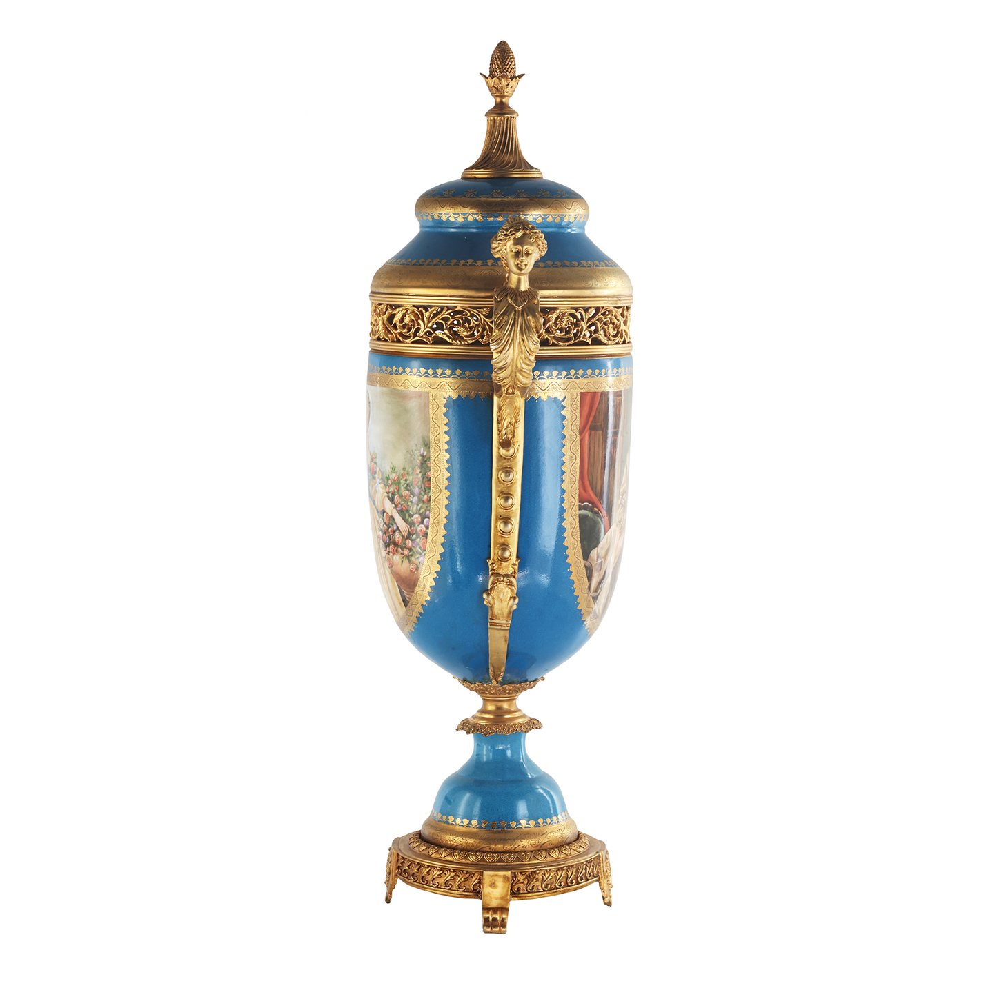 Hand-painted Potpourri Porcelain And Bronze Jar