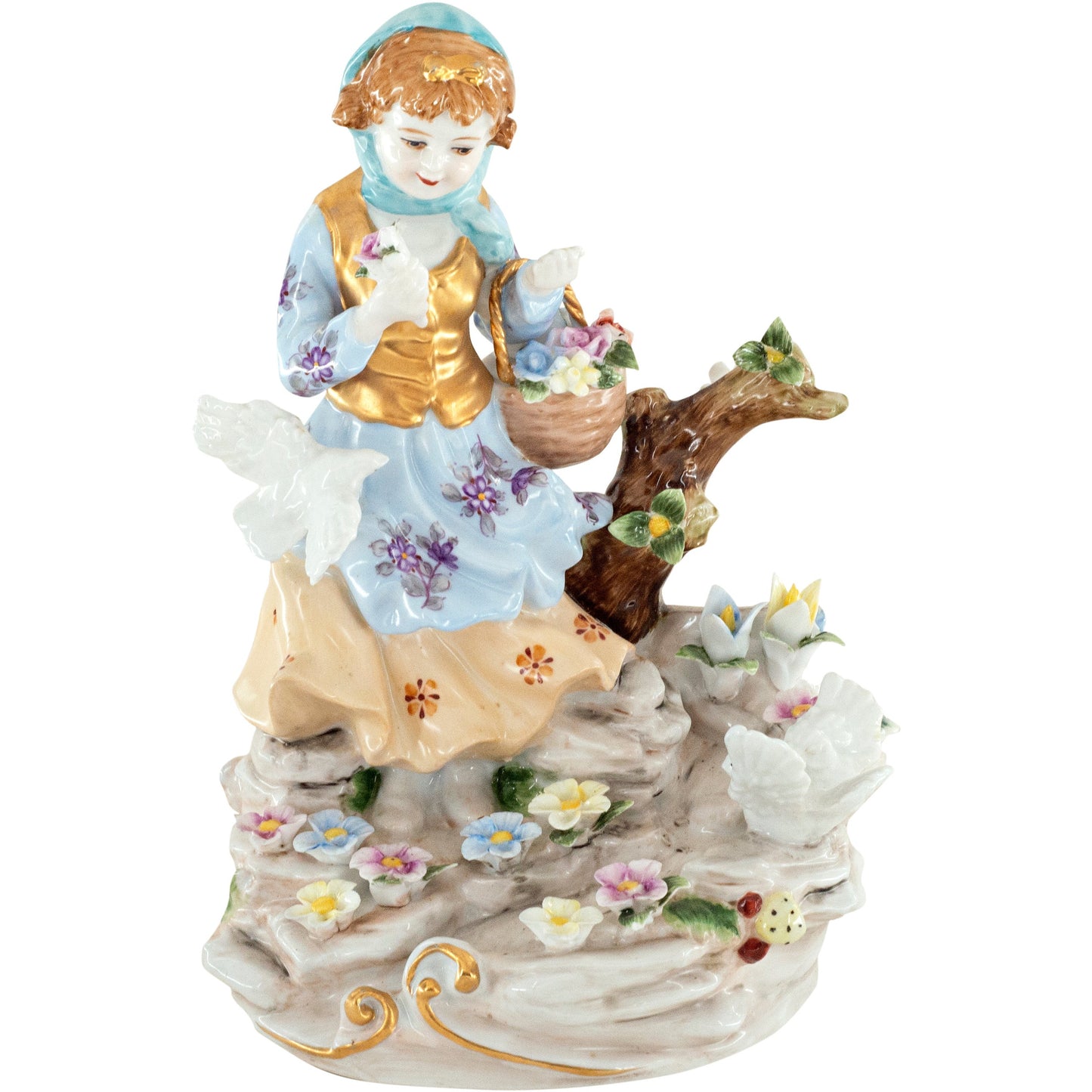 Girl Feeding Dove Porcelain Figurine