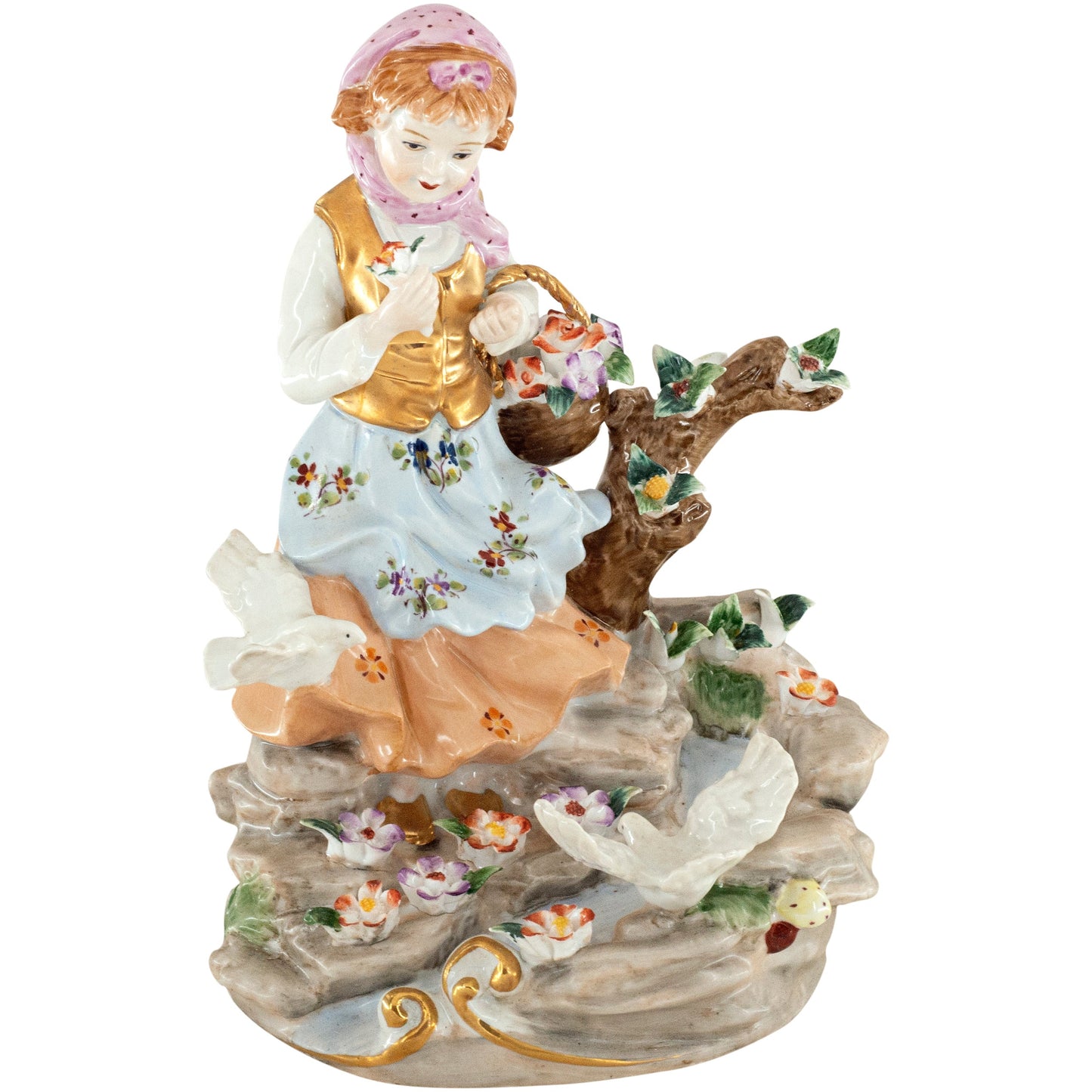 Girl Feeding Dove Porcelain Figurine