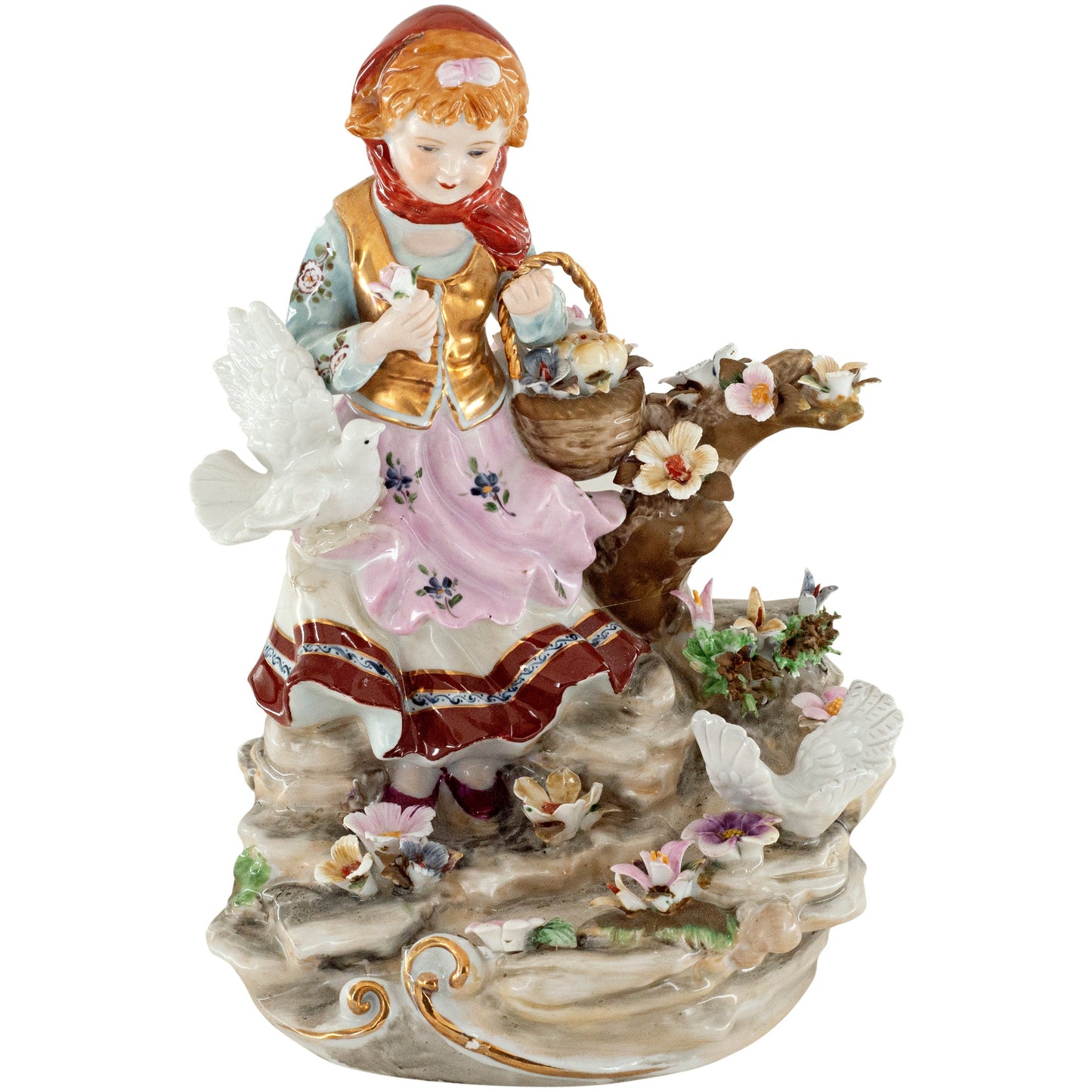 Girl Feeding Dove Porcelain Figurine