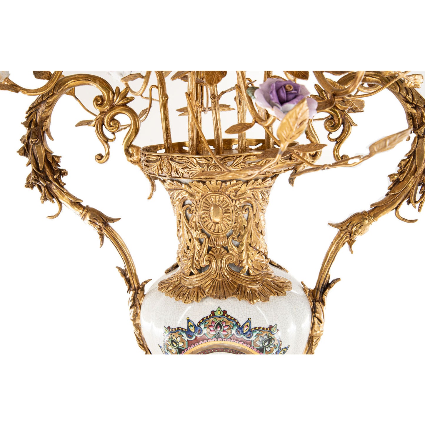 Hand-Painted Four Cup Porcelain Flower Candle Holder