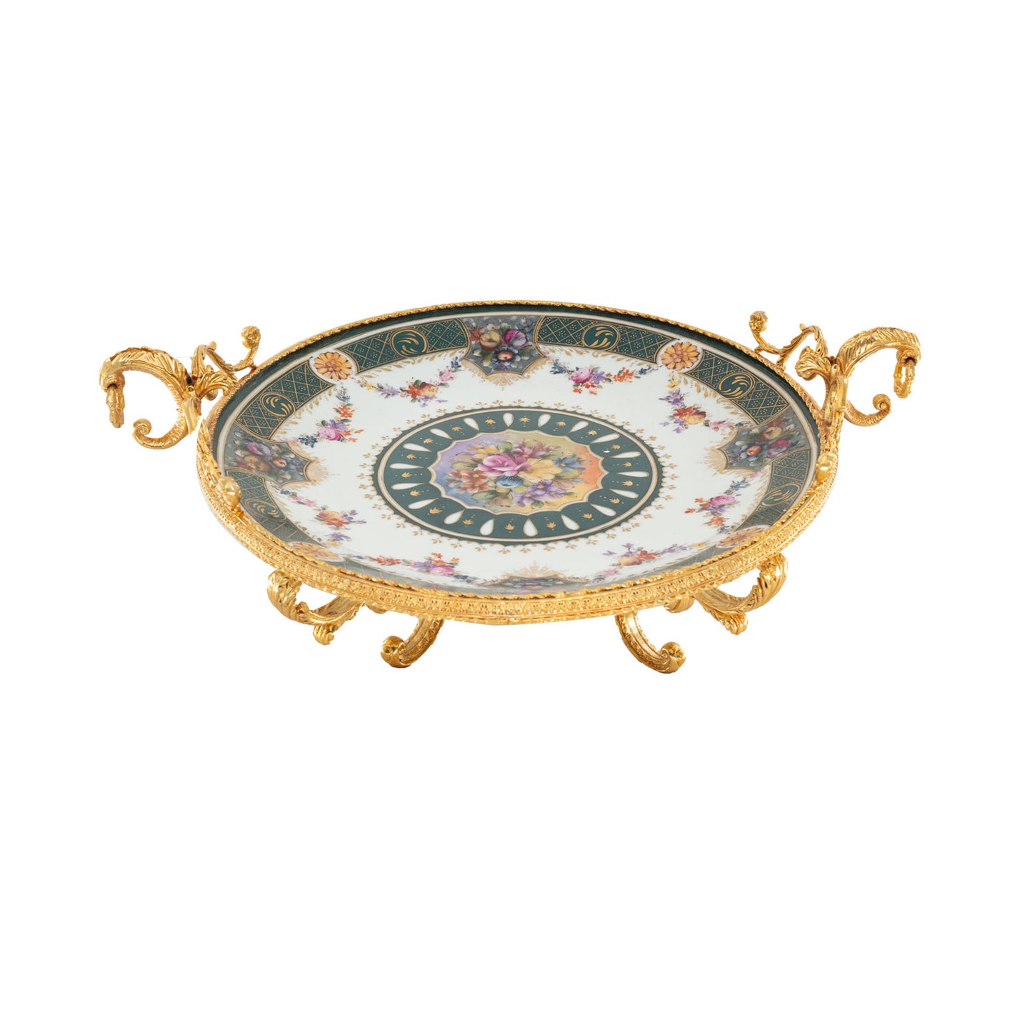 Bronze And Porcelain Serving Dish in Green