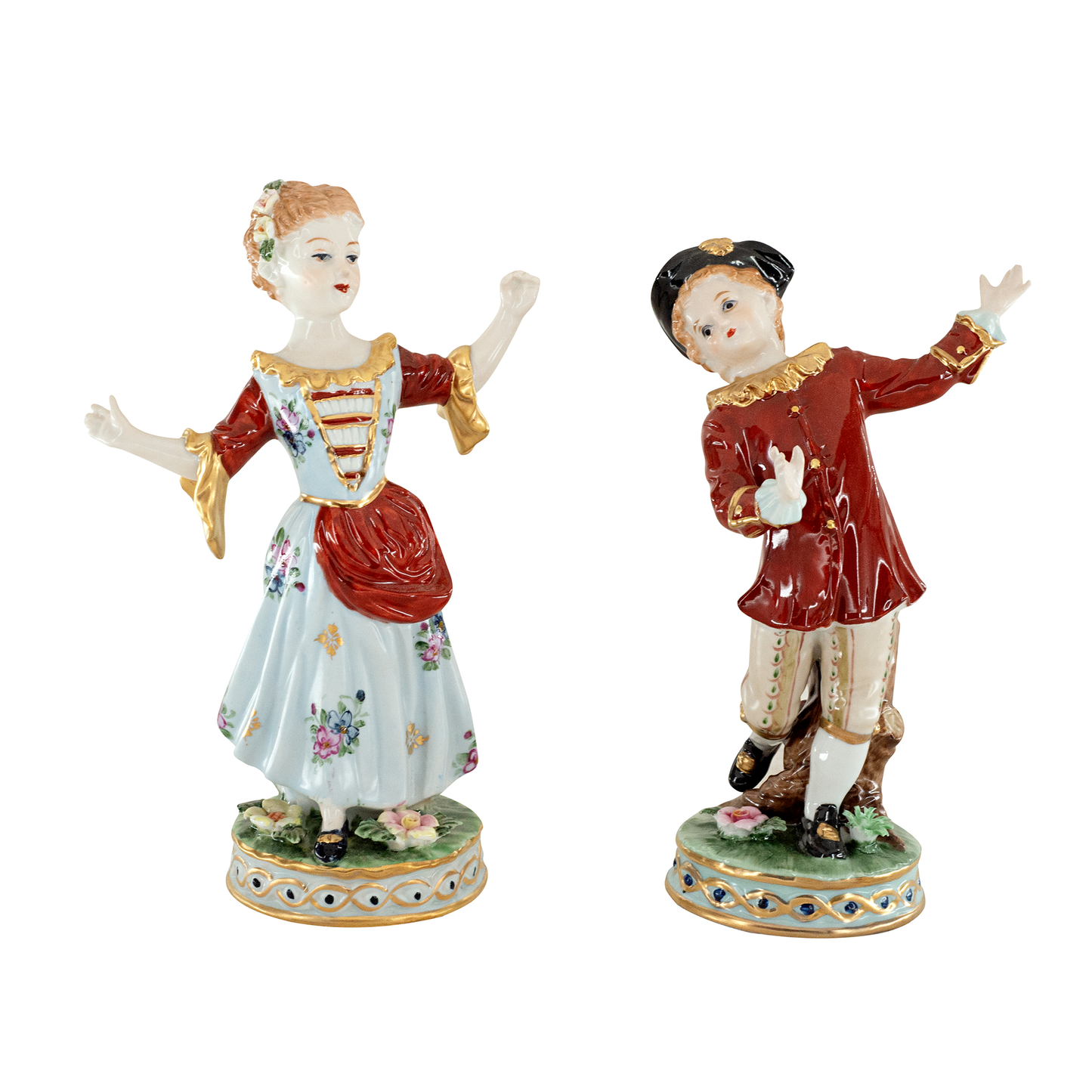 Dancing Children Rococo Porcelain Figurine Pair