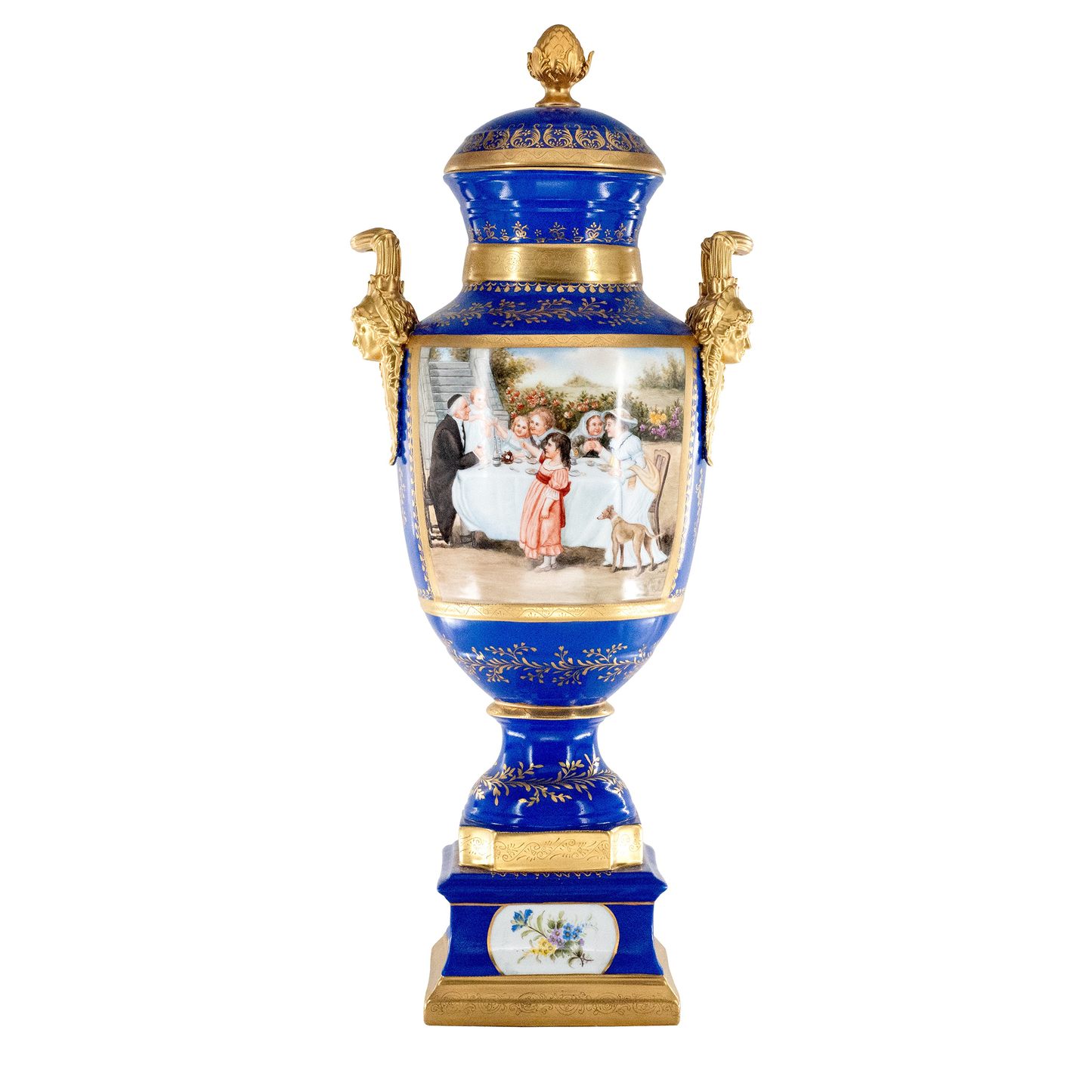 Magnífico Jarrón De Porcelana Y Bronce Pintado A Mano