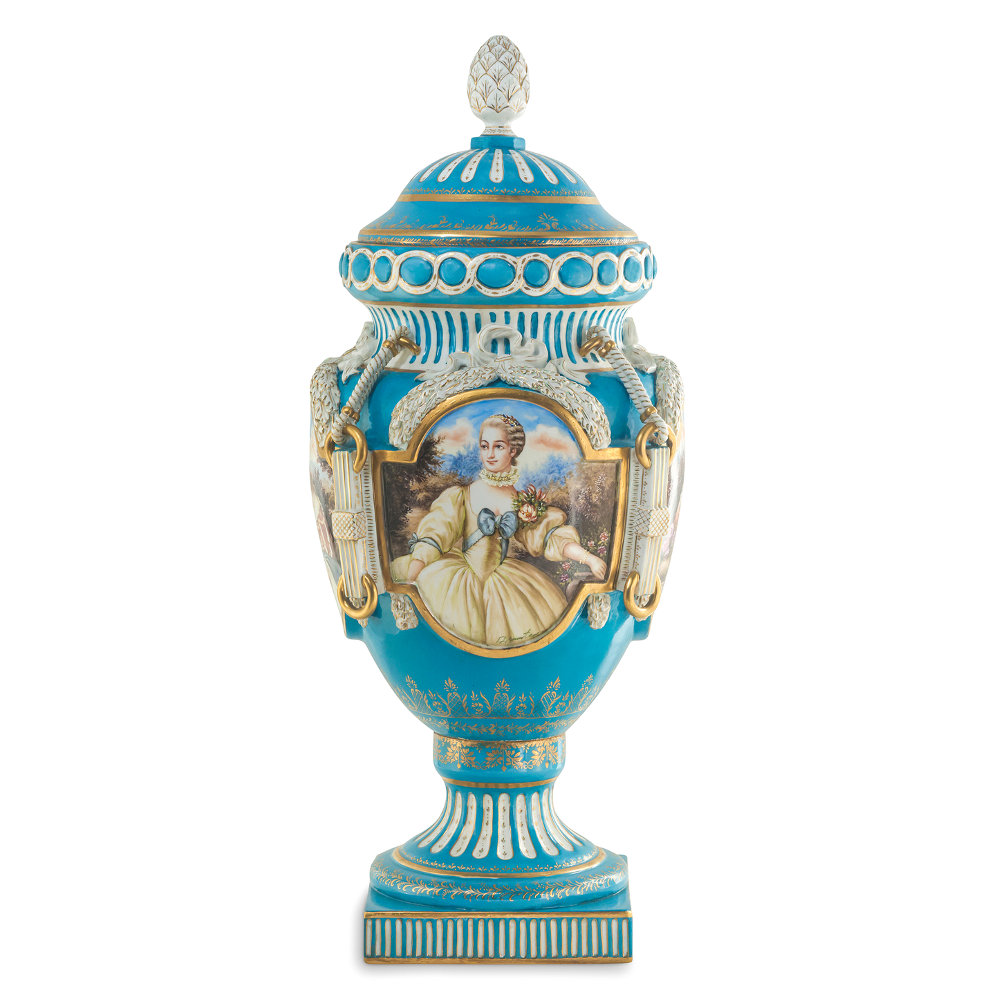 Hand Painted Rococo Style Porcelain Vase